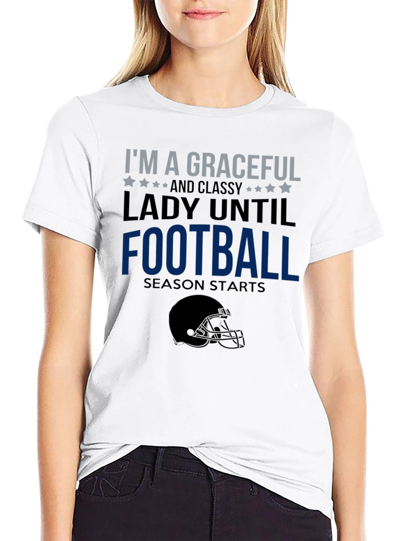 Black Graceful Lady Football Season T-Shirt view 9