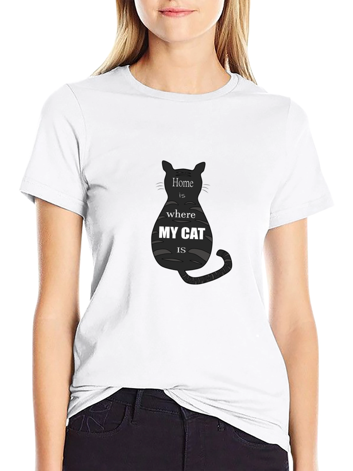 Black Cat Lover T-Shirt - Home is Where My Cat Is view 9