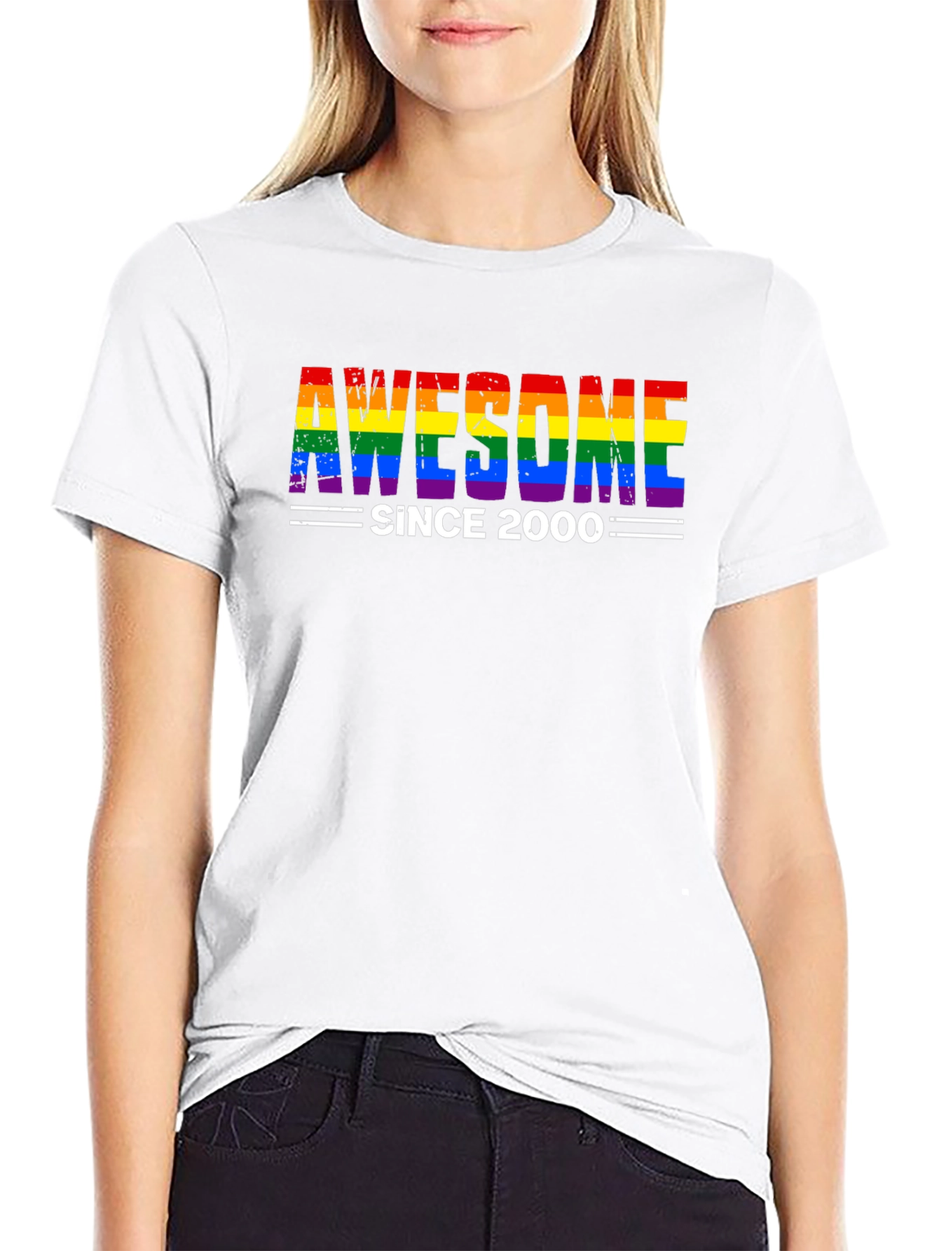 Black Awesome Since 2000 Rainbow Pride T-Shirt view 9