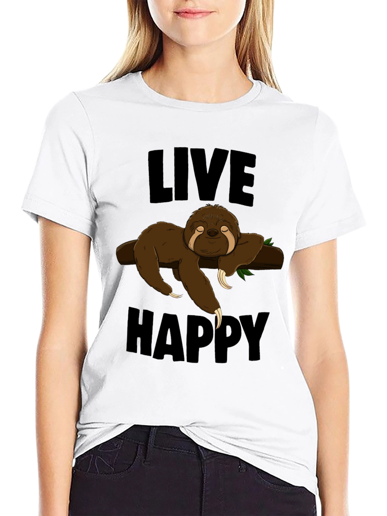 Black Live Happy Sloth Graphic T-Shirt - Comfort & Style view 9