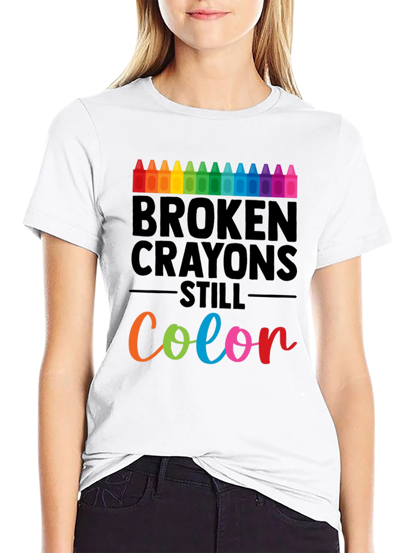 Black Broken Crayons Still Color T-Shirt view 9