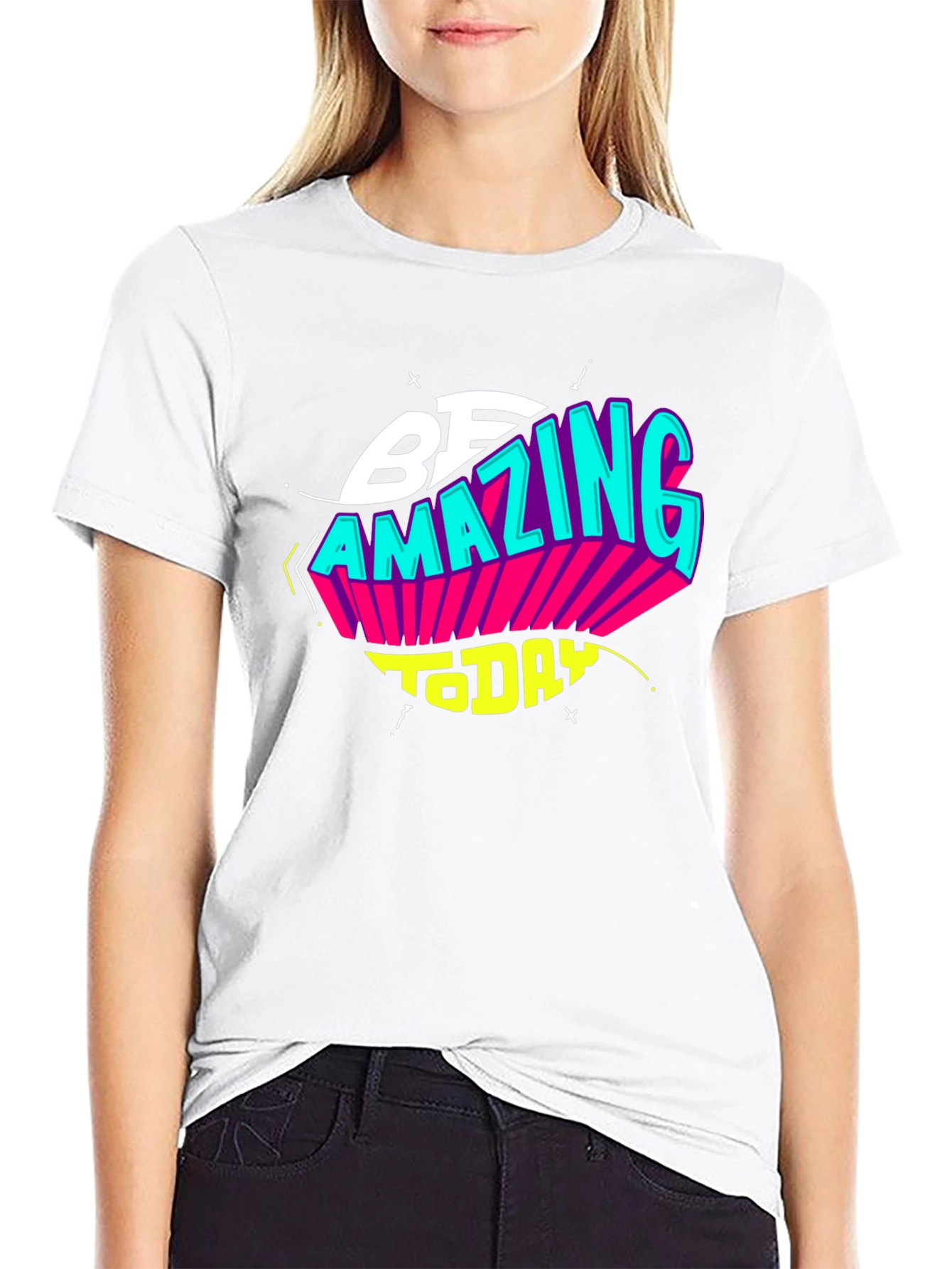 Black Be Amazing Today Black Graphic T-Shirt view 9
