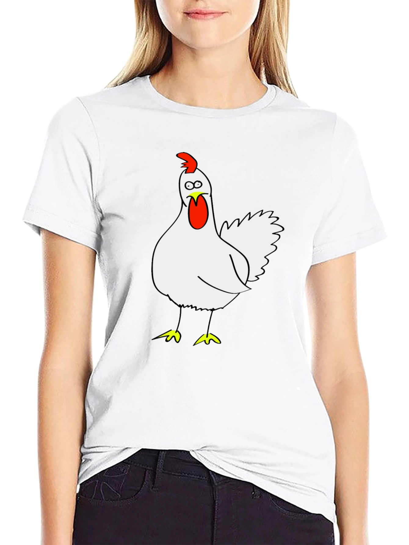 Black Funny Chicken Graphic Tee - Black Cotton T-Shirt view 9