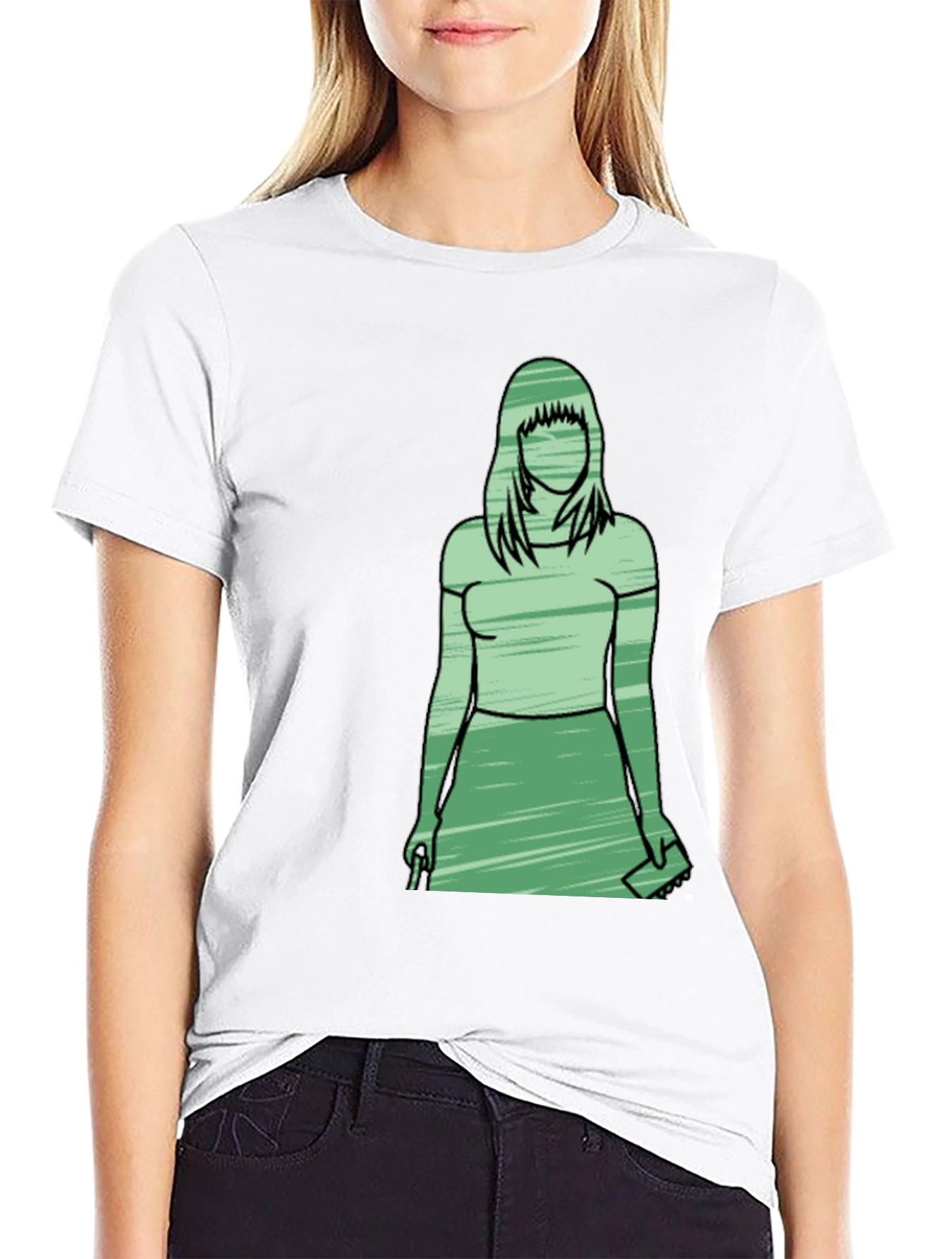 Black Silhouette Woman Graphic T-Shirt - Trendy Casual Wear view 9