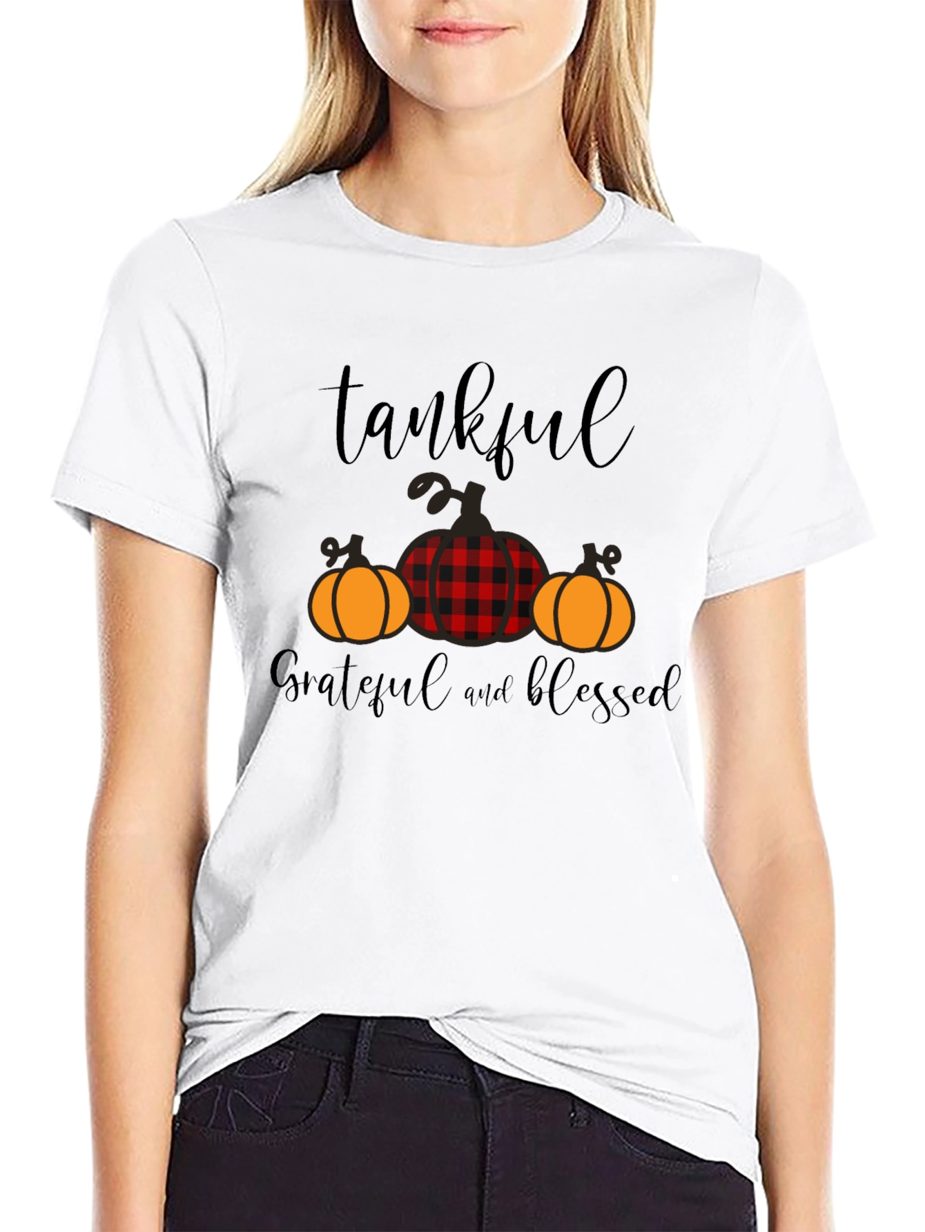 Thankful Grateful Blessed Pumpkin T-Shirt - 9