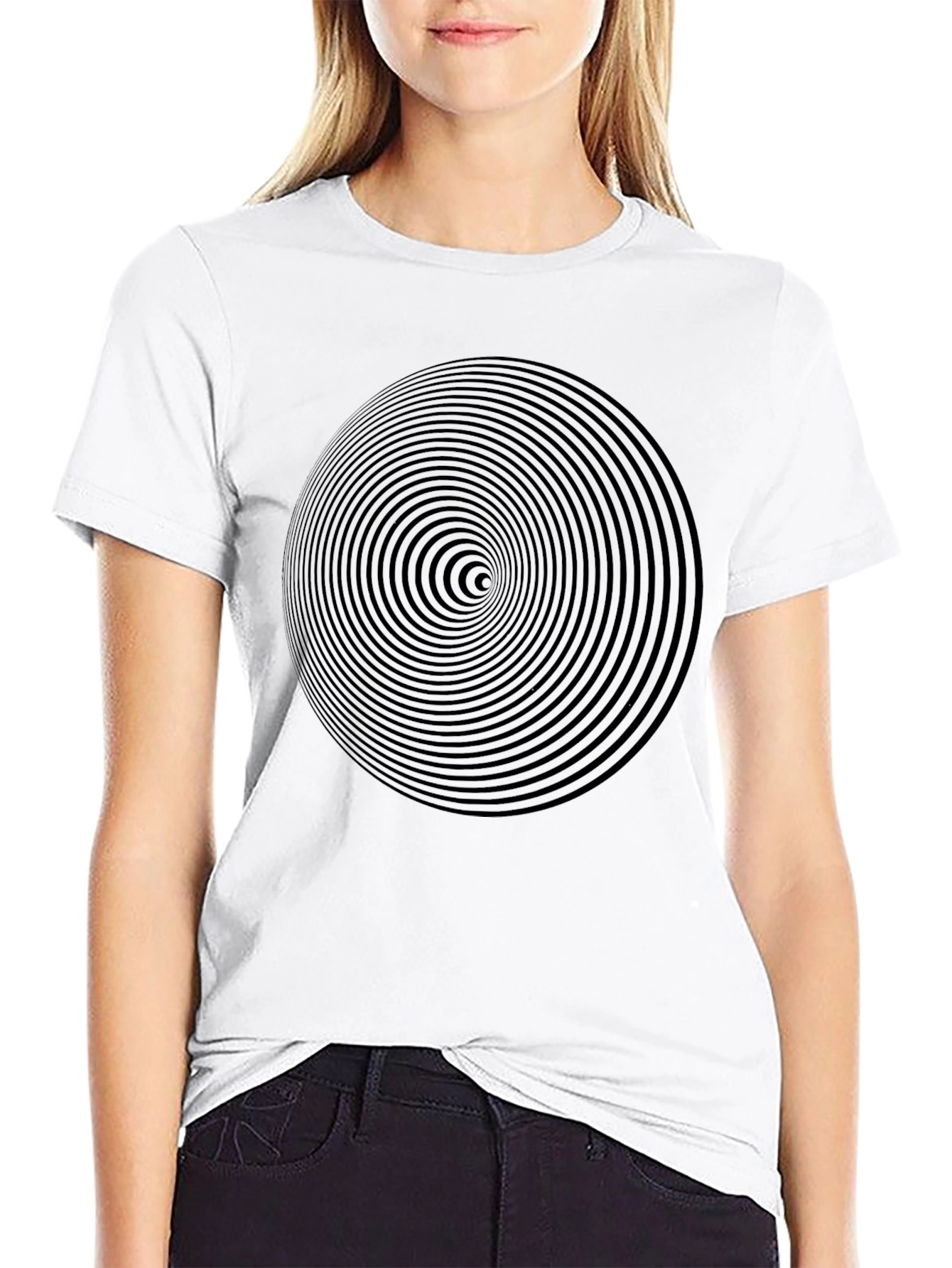 Black Hypnotic Black Spiral Graphic Tee view 9