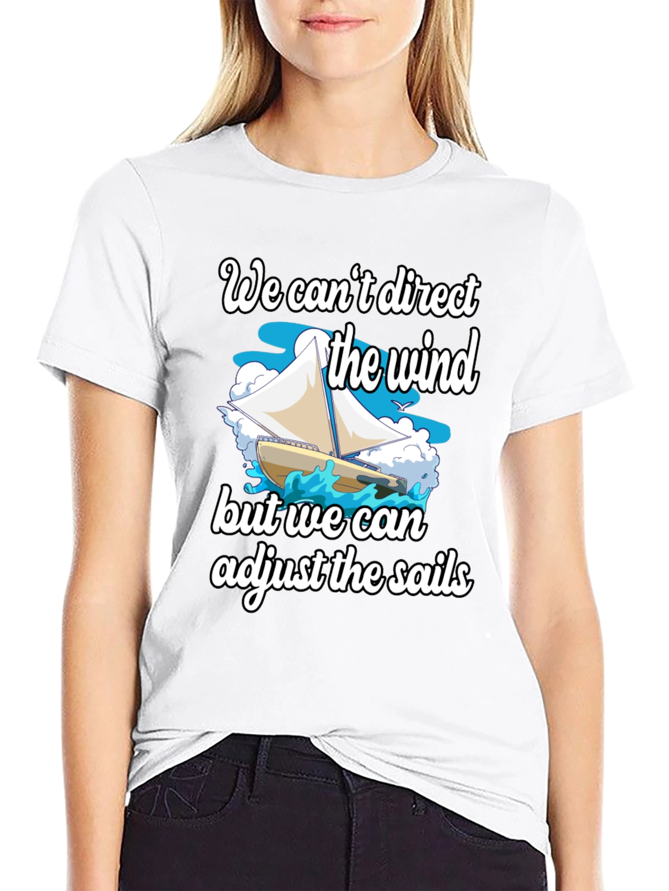 Black Sailboat T-Shirt: Adjust the Sails Graphic Tee view 9