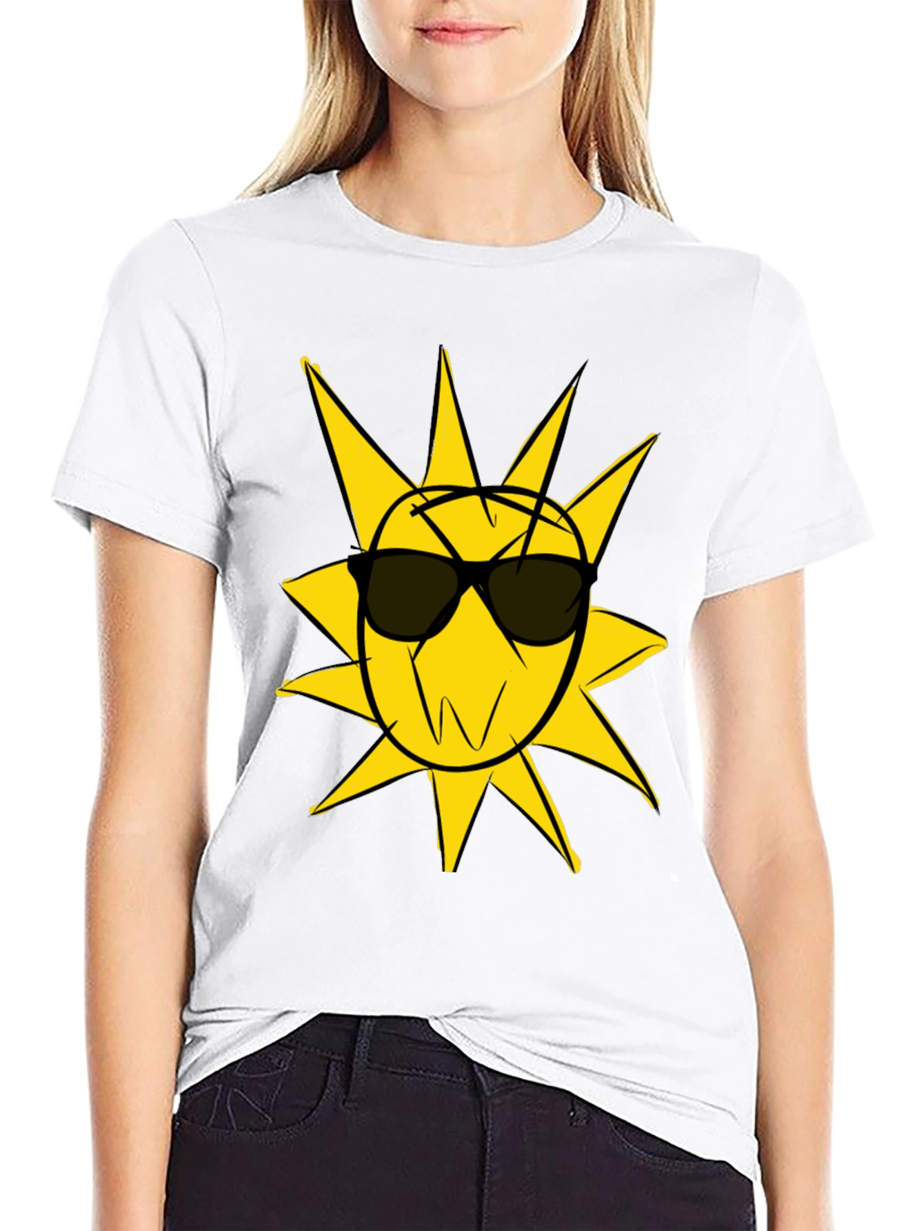 Black Cool Sun Graphic Black T-Shirt view 9
