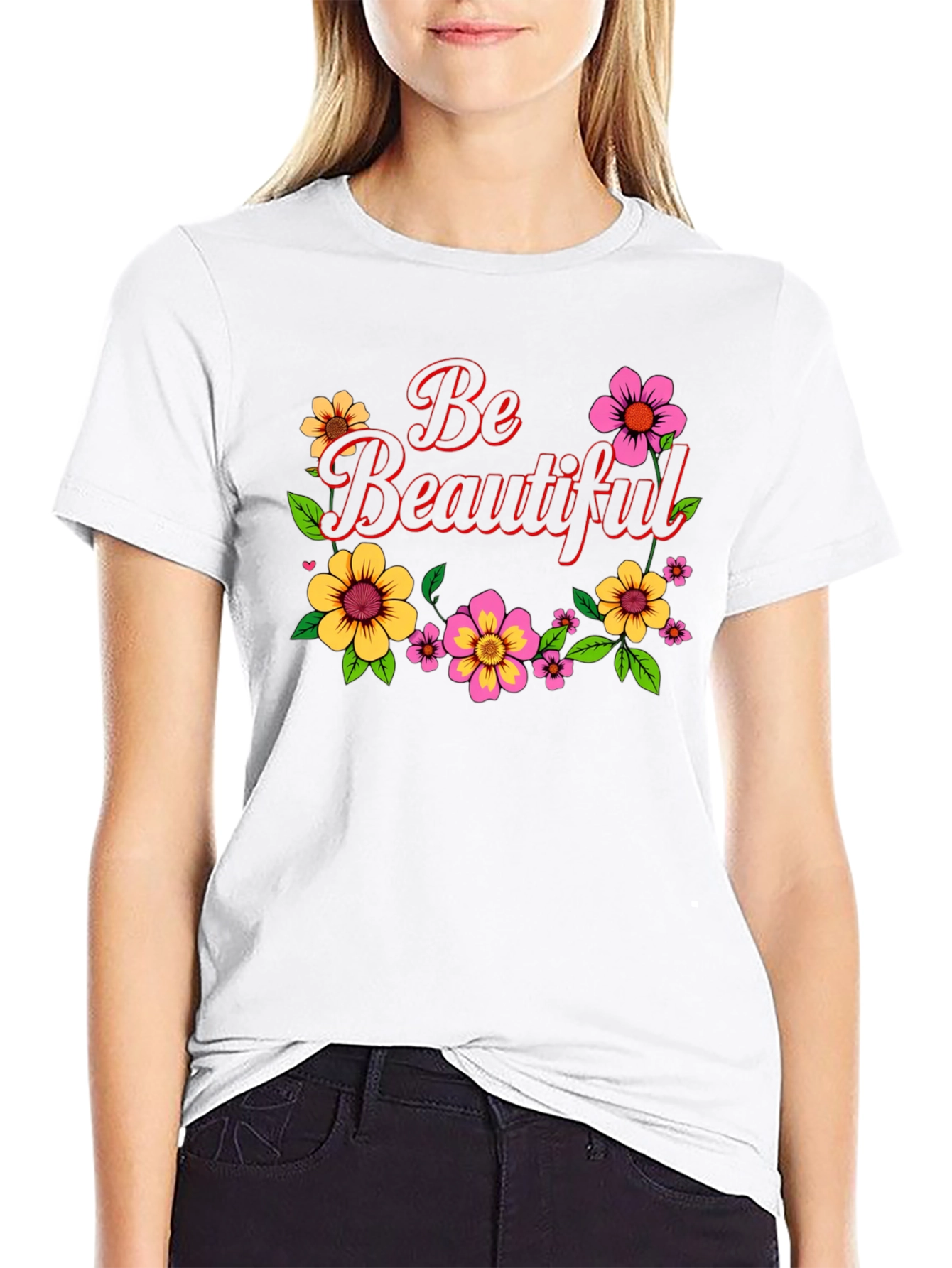 Black Be Beautiful Floral Graphic Black T-Shirt view 9