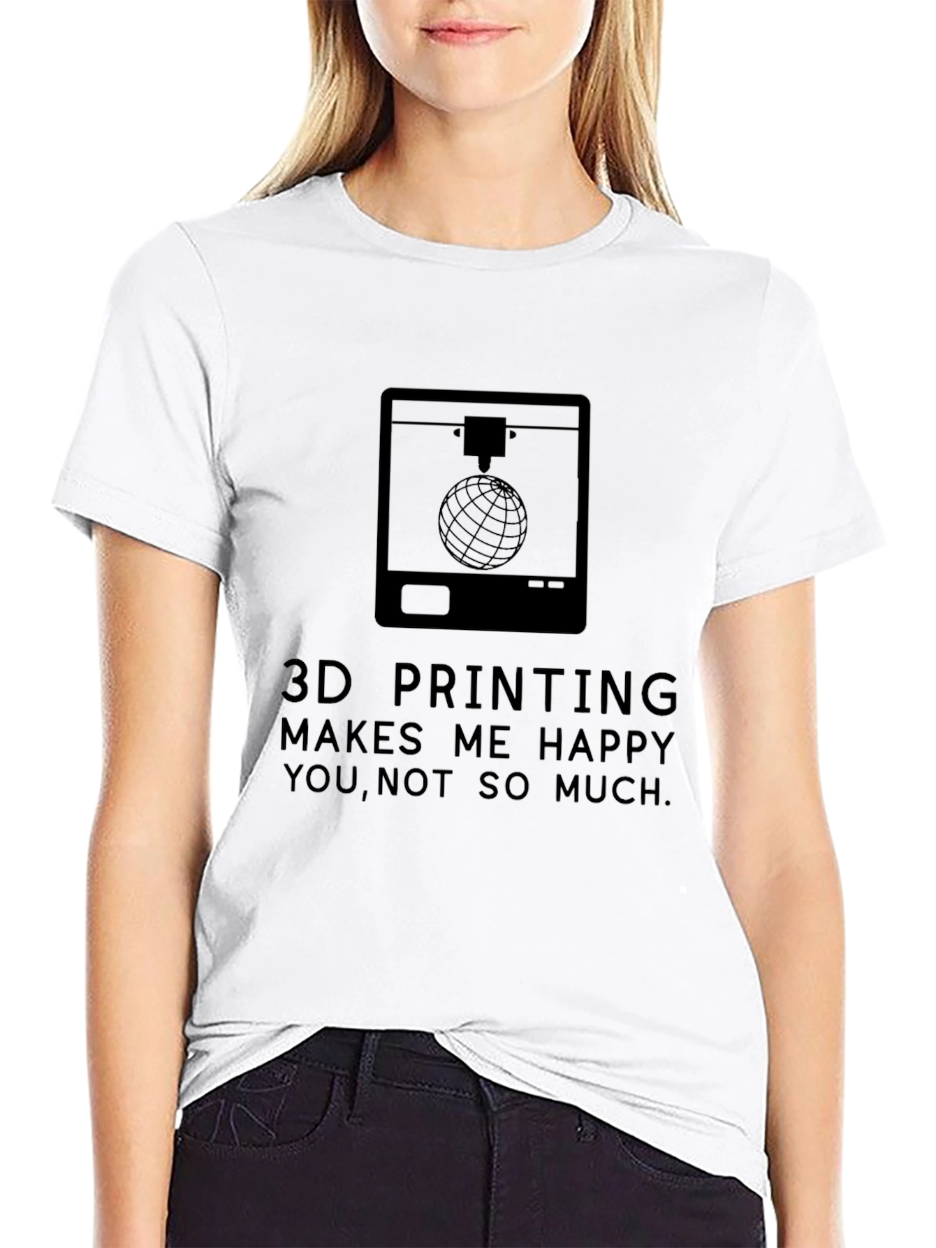 Black 3D Printing Makes Me Happy T-Shirt view 9