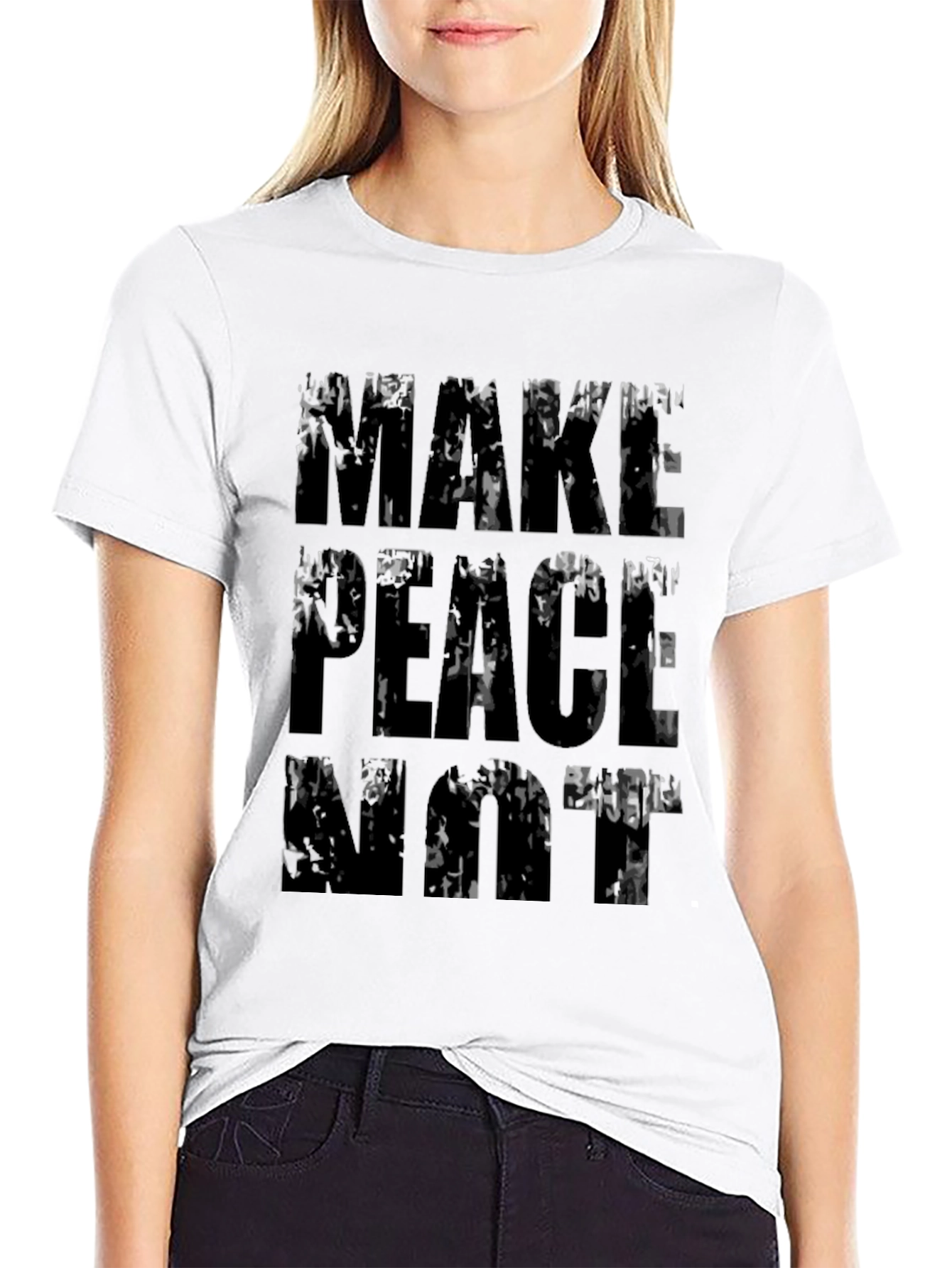 Black Make Peace Not War Graphic T-Shirt view 9