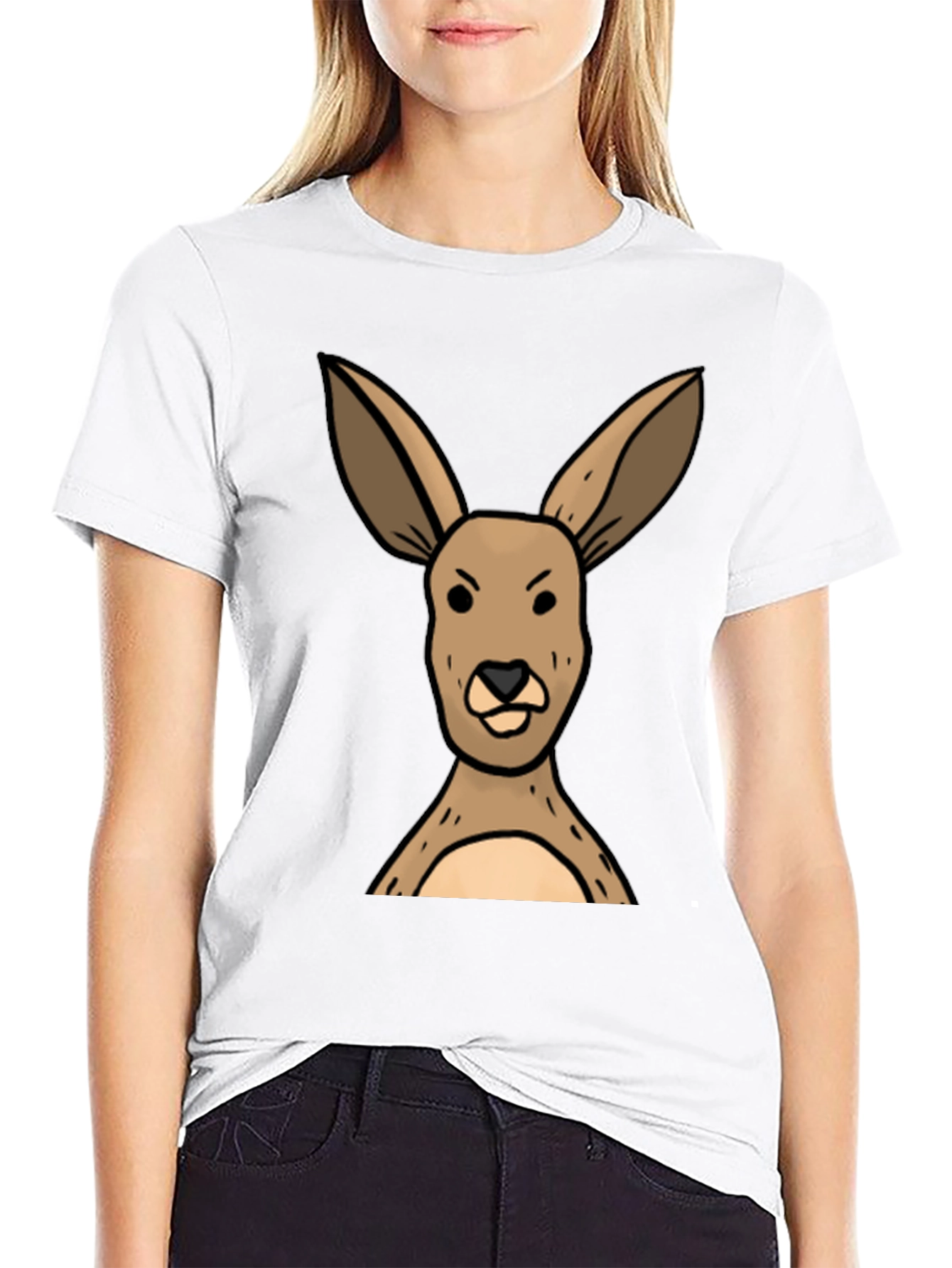 Black Funny Kangaroo Graphic Tee - Unisex Black T-Shirt view 9