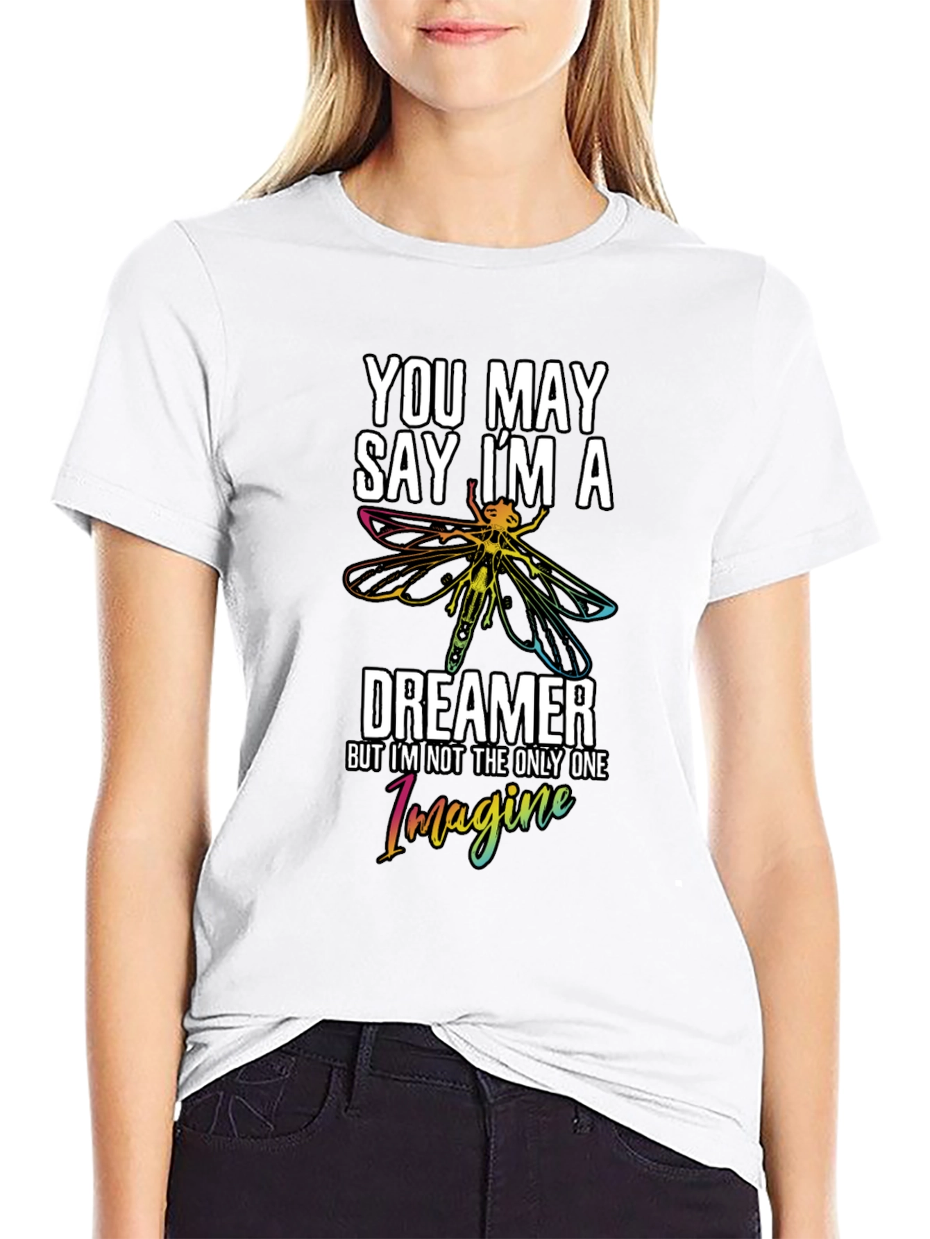 Black You May Say I'm a Dreamer Black Graphic Tee view 9