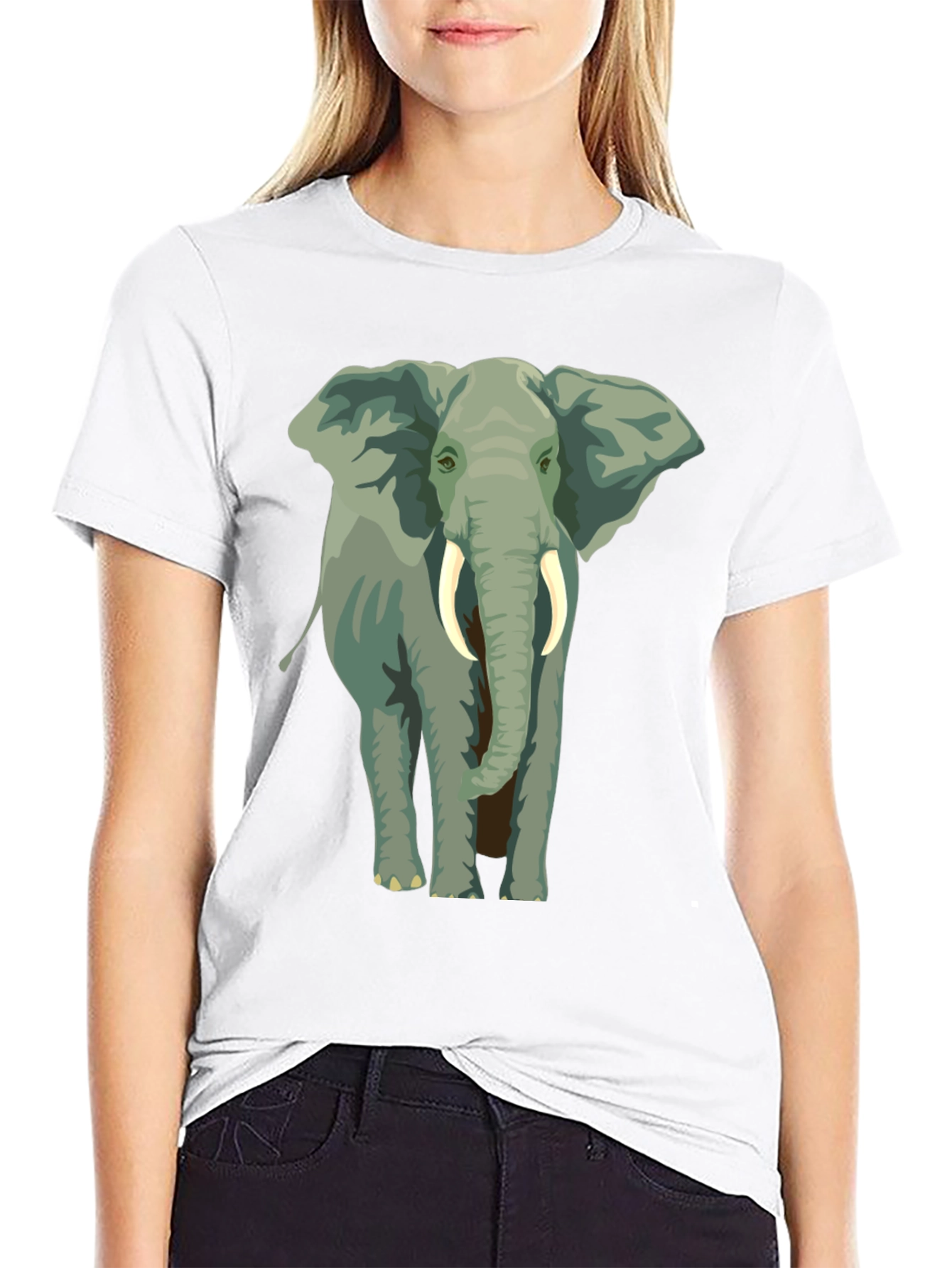 Black Elephant Graphic Print T-Shirt - Black view 9