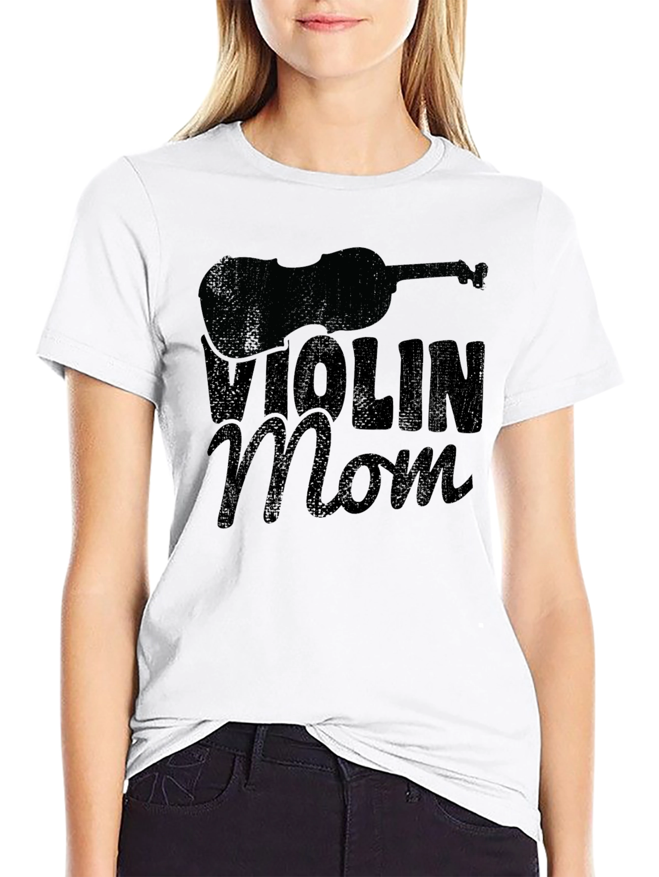 Black Violin Mom T-Shirt - Black view 9