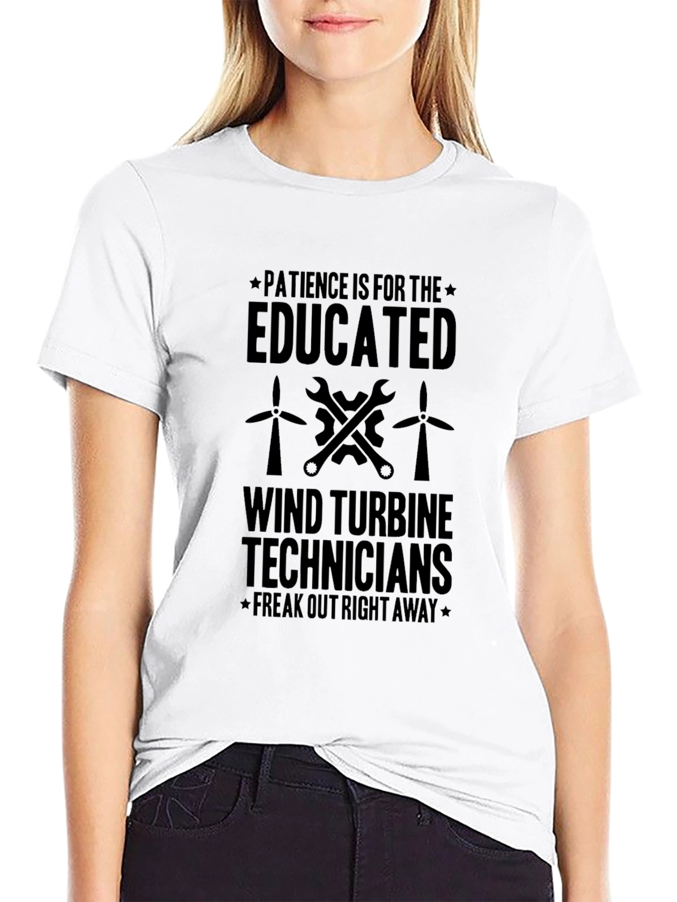 Black Wind Turbine Technician Humor T-Shirt view 9