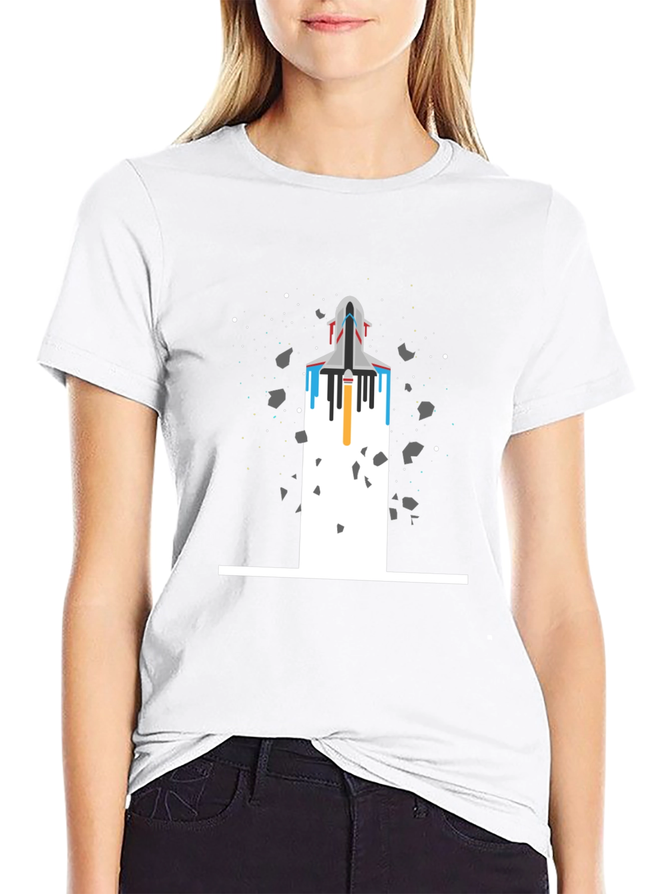 Black Space Shuttle Launch T-Shirt view 9