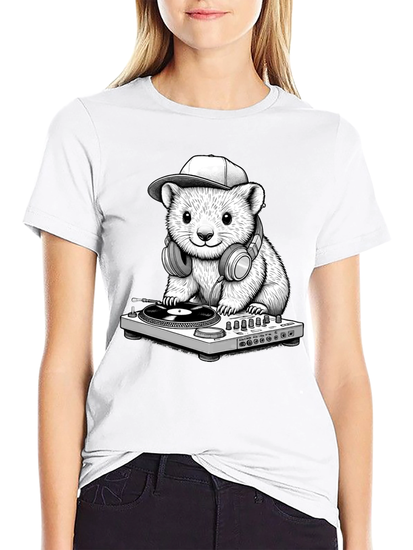 Black DJ Hamster Graphic T-Shirt view 9