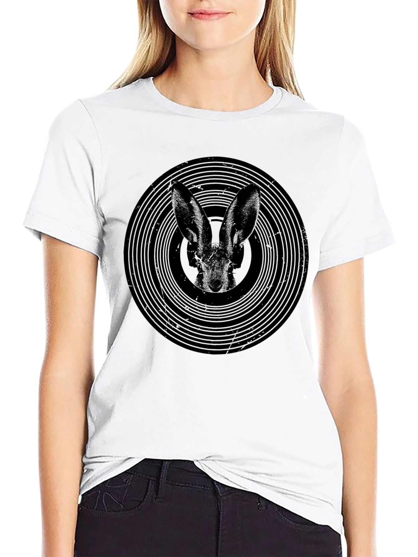 Black Hare Vinyl Graphic T-Shirt - Black view 9