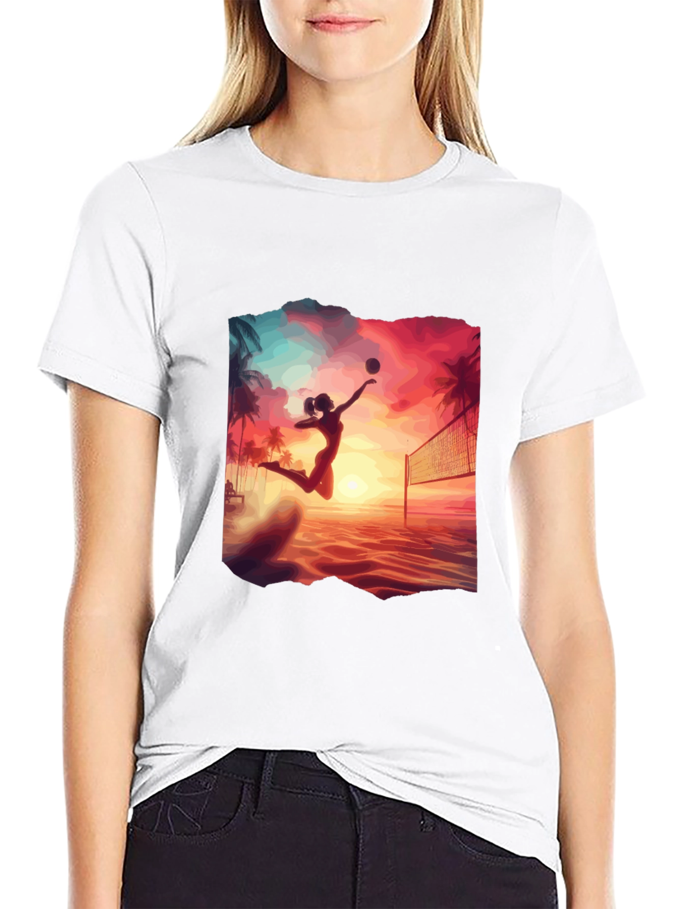 Black Sunset Volleyball T-Shirt view 9