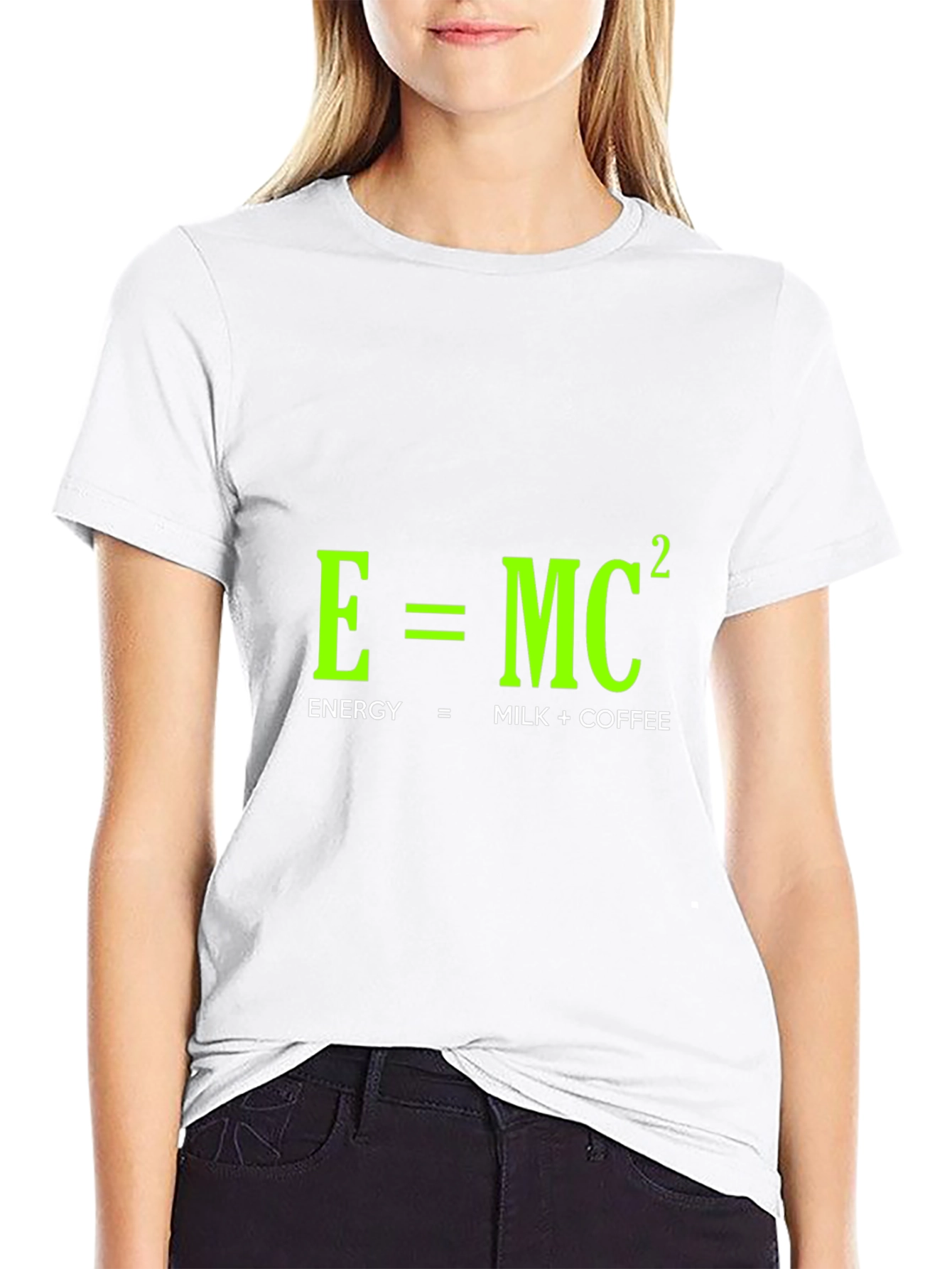 Black Funny Energy Equation T-Shirt: Milk + Coffee = Power! view 9