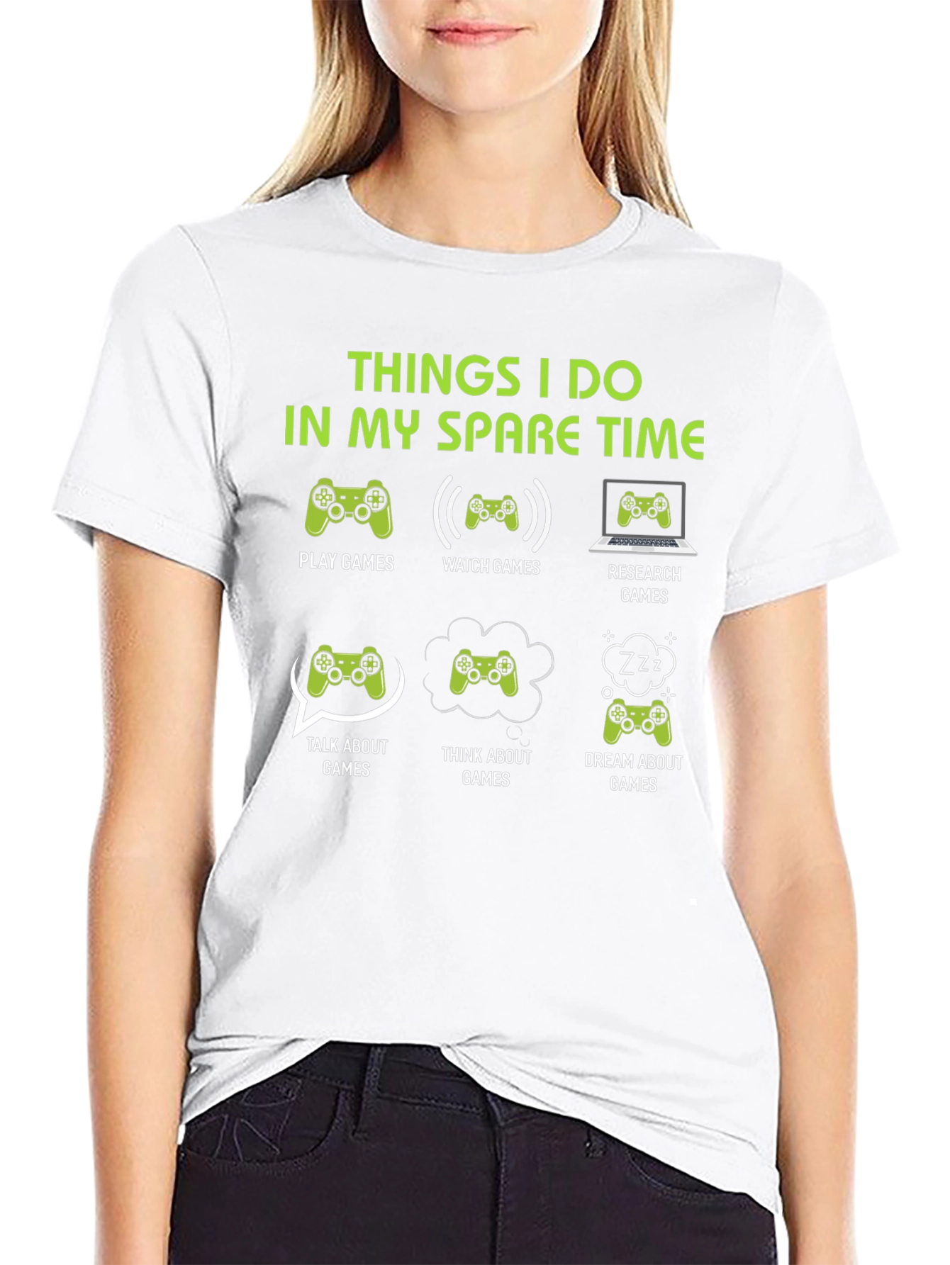 Black Gamer Spare Time T-Shirt - Play, Watch, Research Games view 9