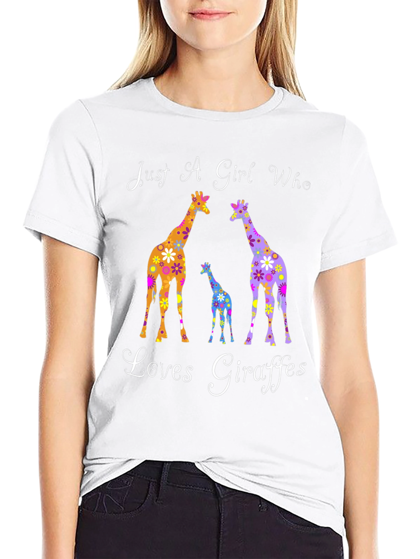 Black Giraffe Lover Graphic Tee | Women's Giraffe T-Shirt view 9
