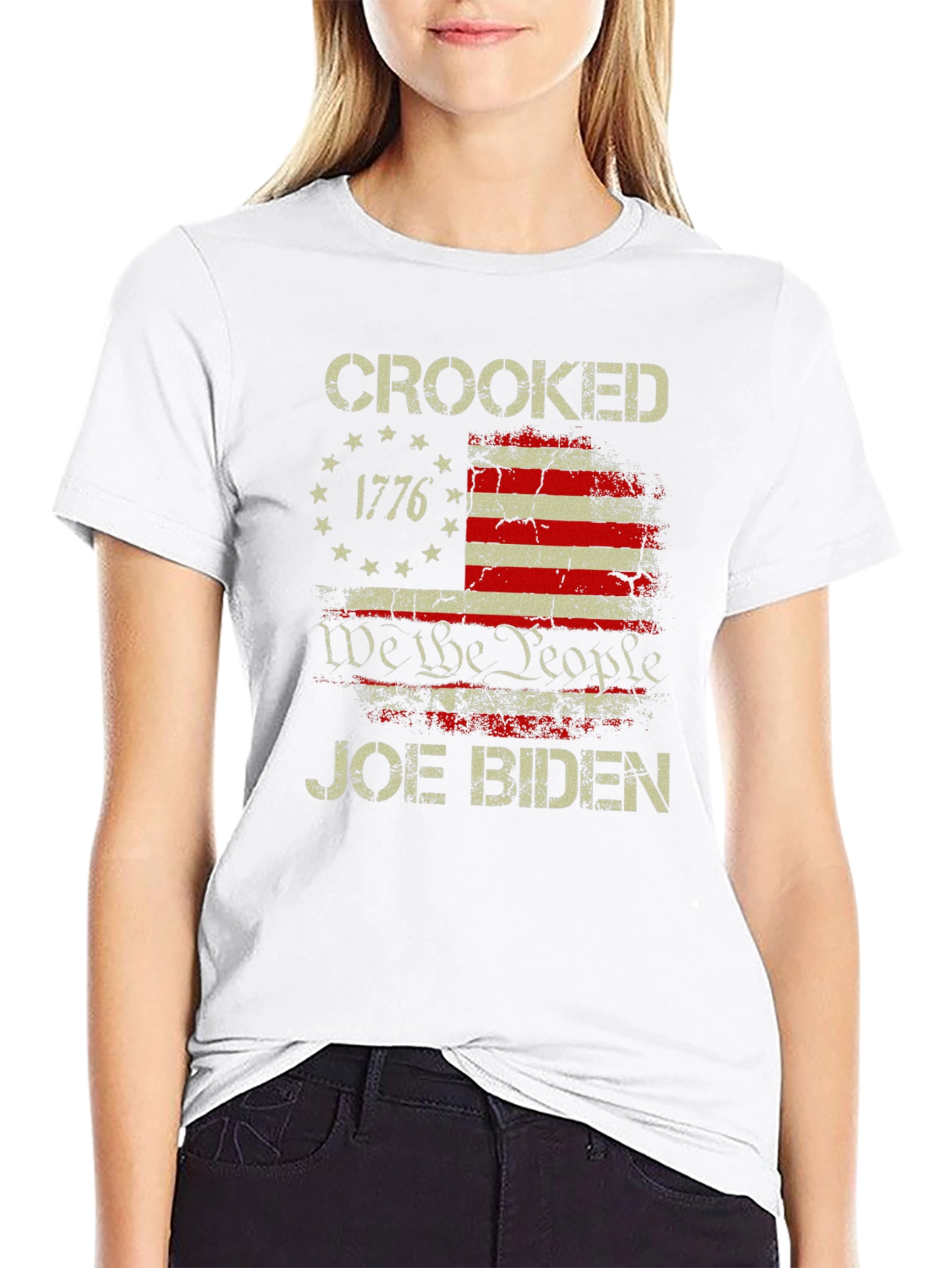 Black Crooked Joe Biden Graphic T-Shirt view 9