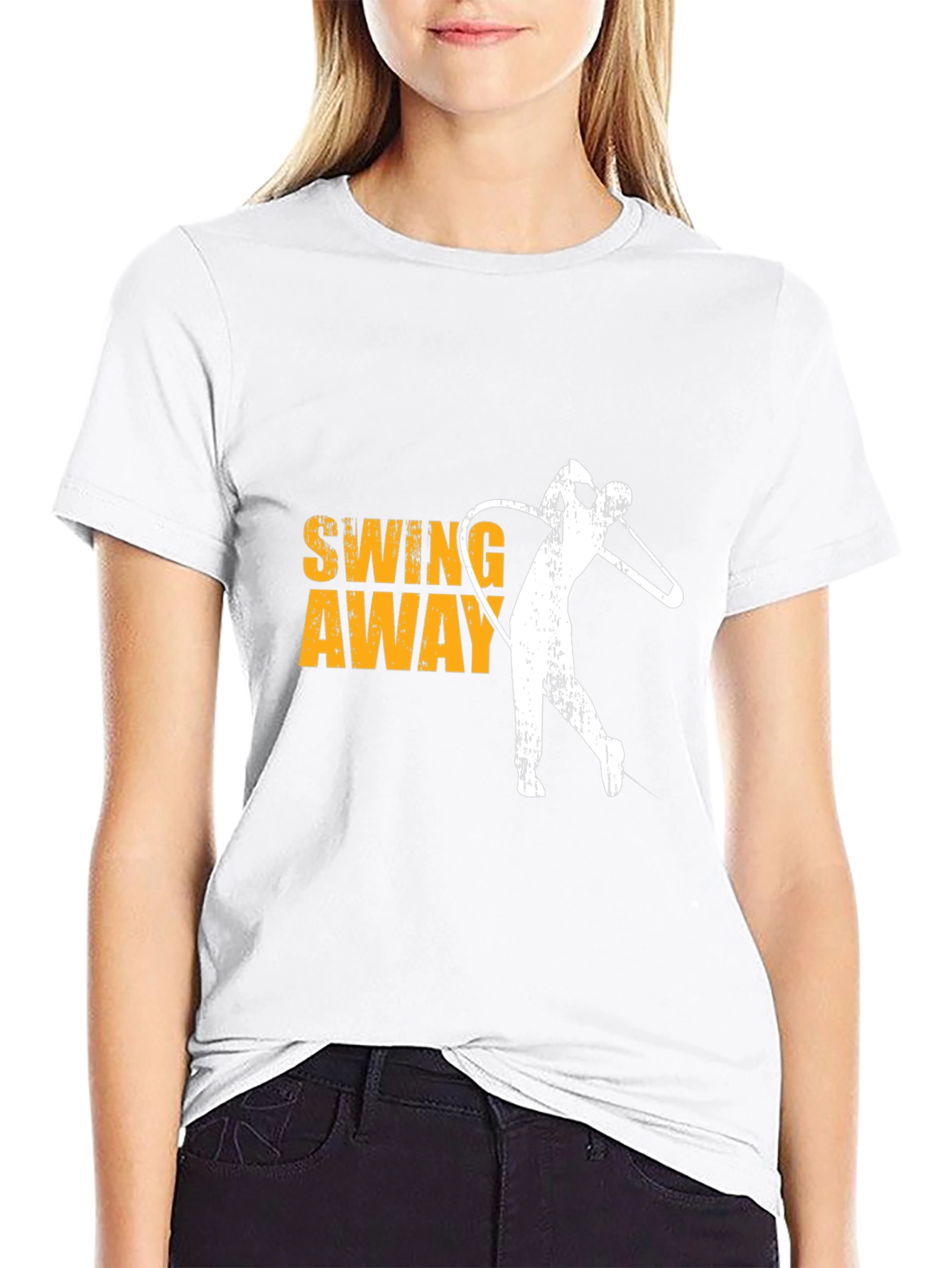 Black Golf Swing Away Tee - Black Cotton Graphic T-Shirt view 9