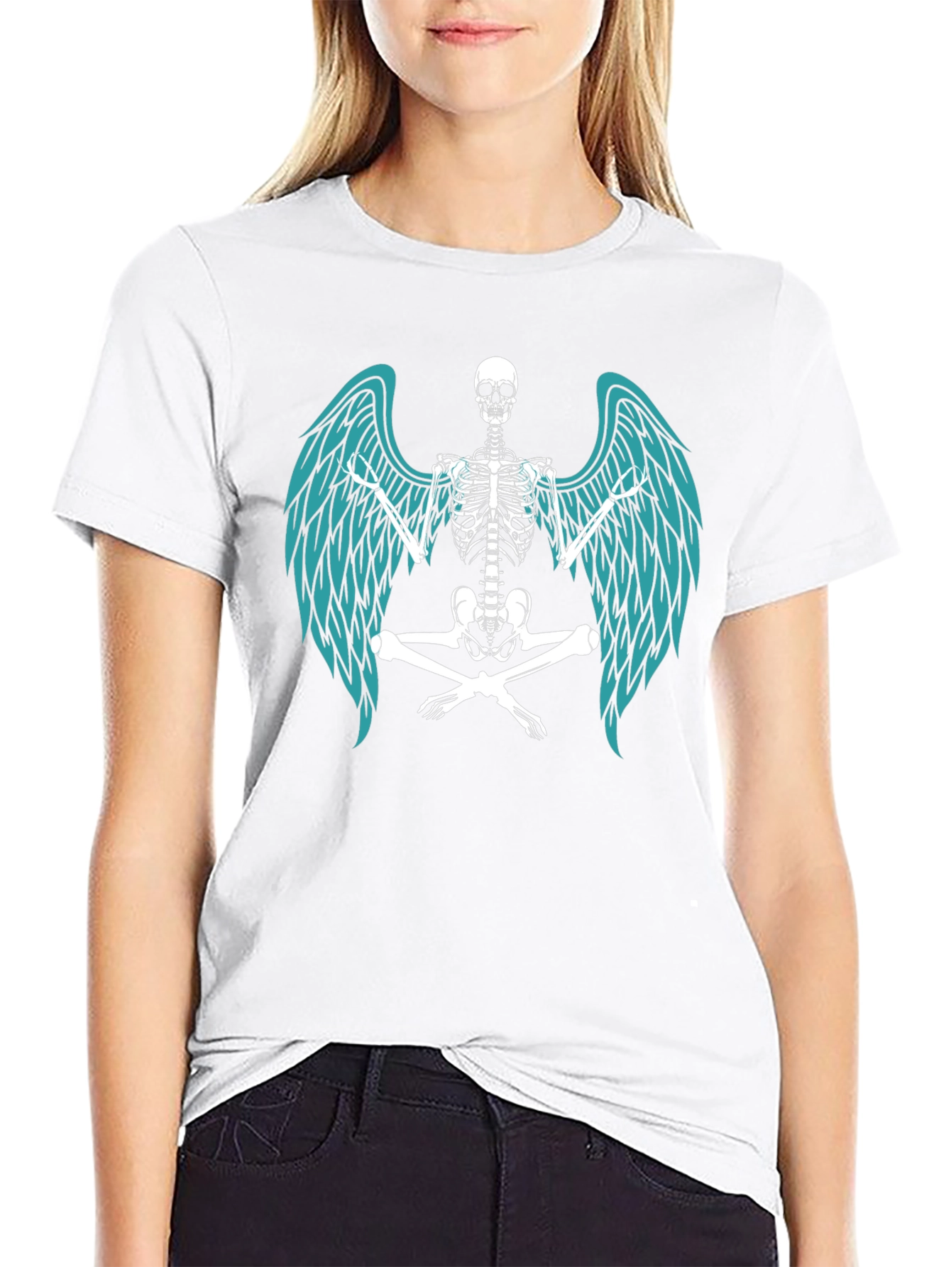 Black Winged Skeleton Graphic Tee - Men's Black T-Shirt view 9