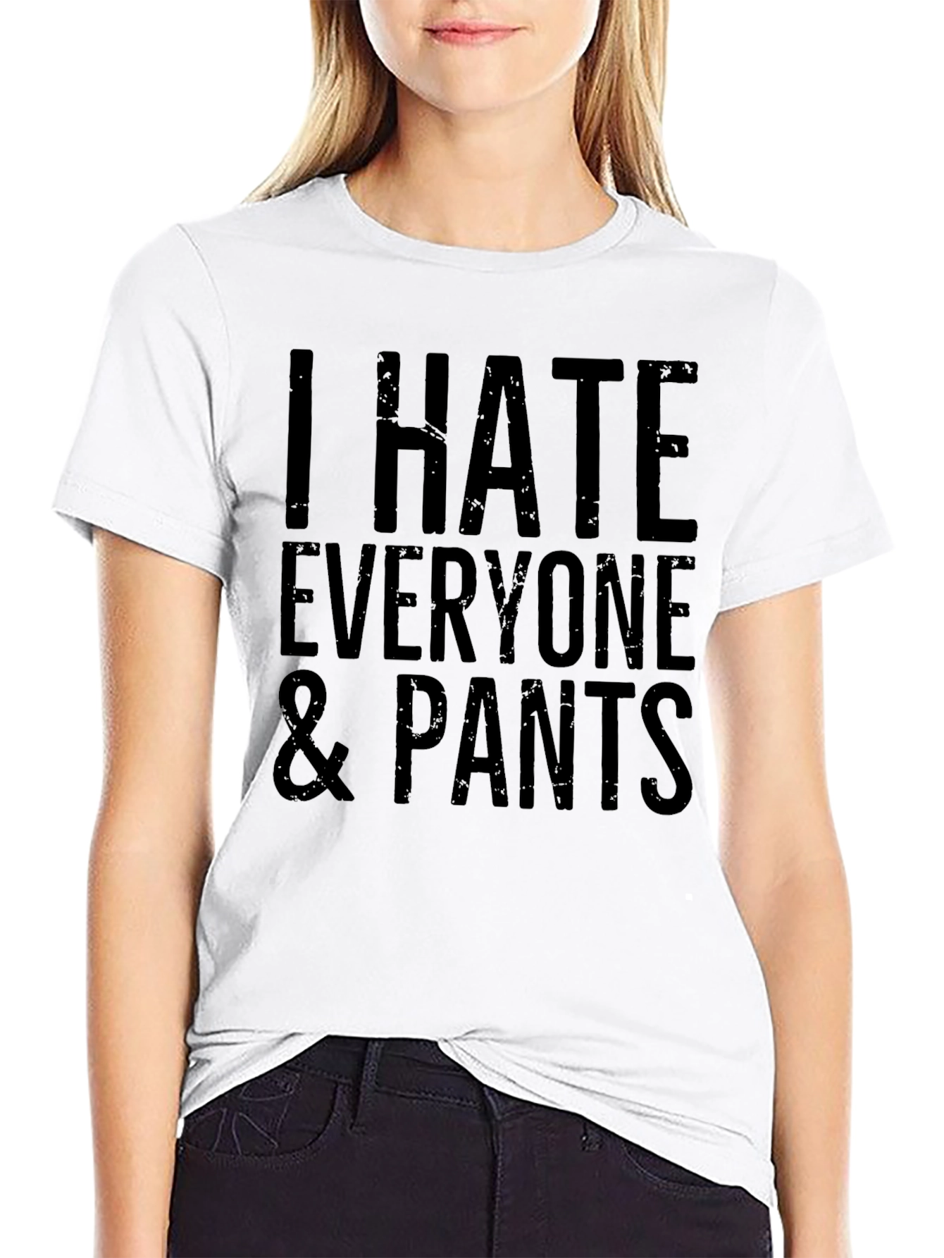 Black I Hate Everyone & Pants Graphic T-Shirt view 9