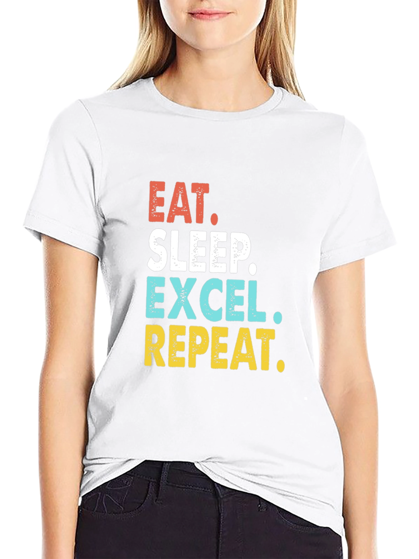 Black Eat Sleep Excel Repeat T-Shirt view 9
