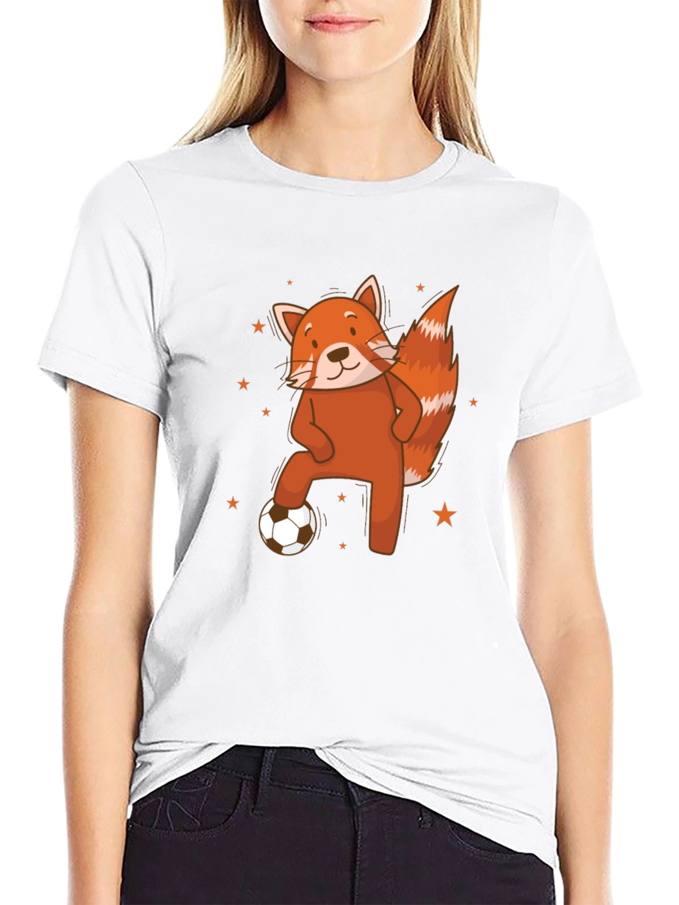 Black Red Panda Soccer T-Shirt - Cute Animal Tee view 9