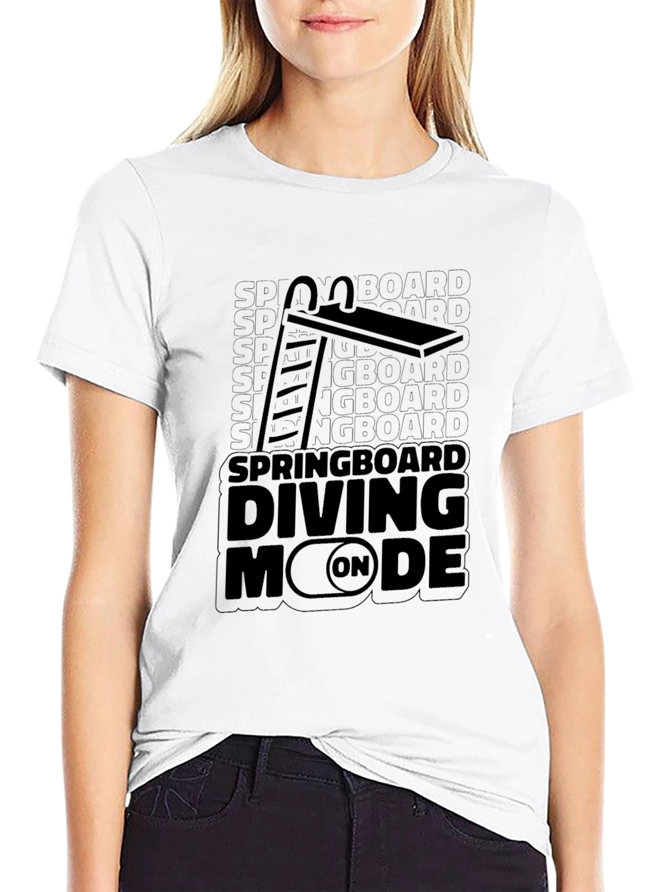 Black Springboard Diving Mode On T-Shirt view 9