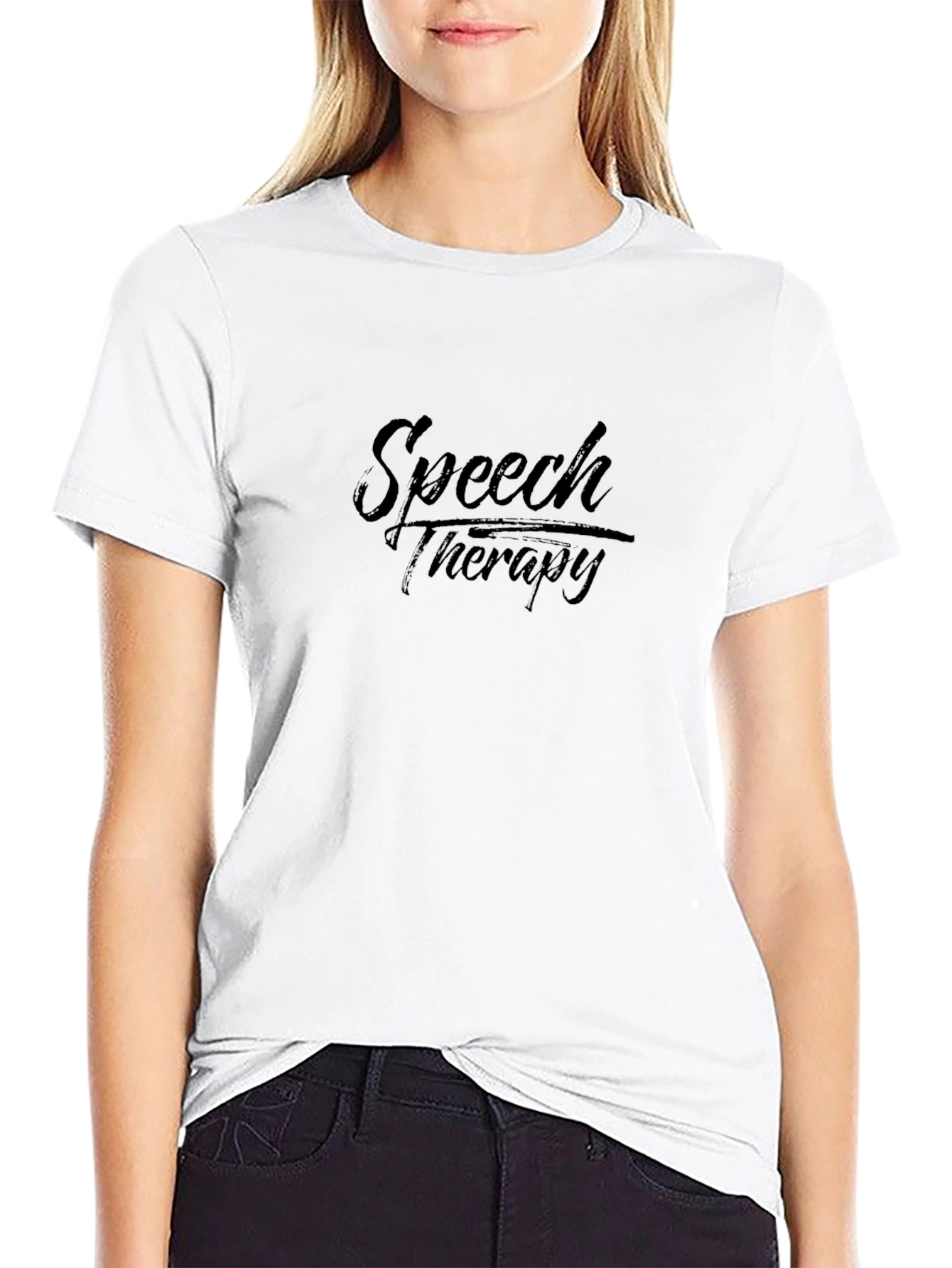 Black Speech Therapy T-Shirt - Black, Comfortable Fit view 9