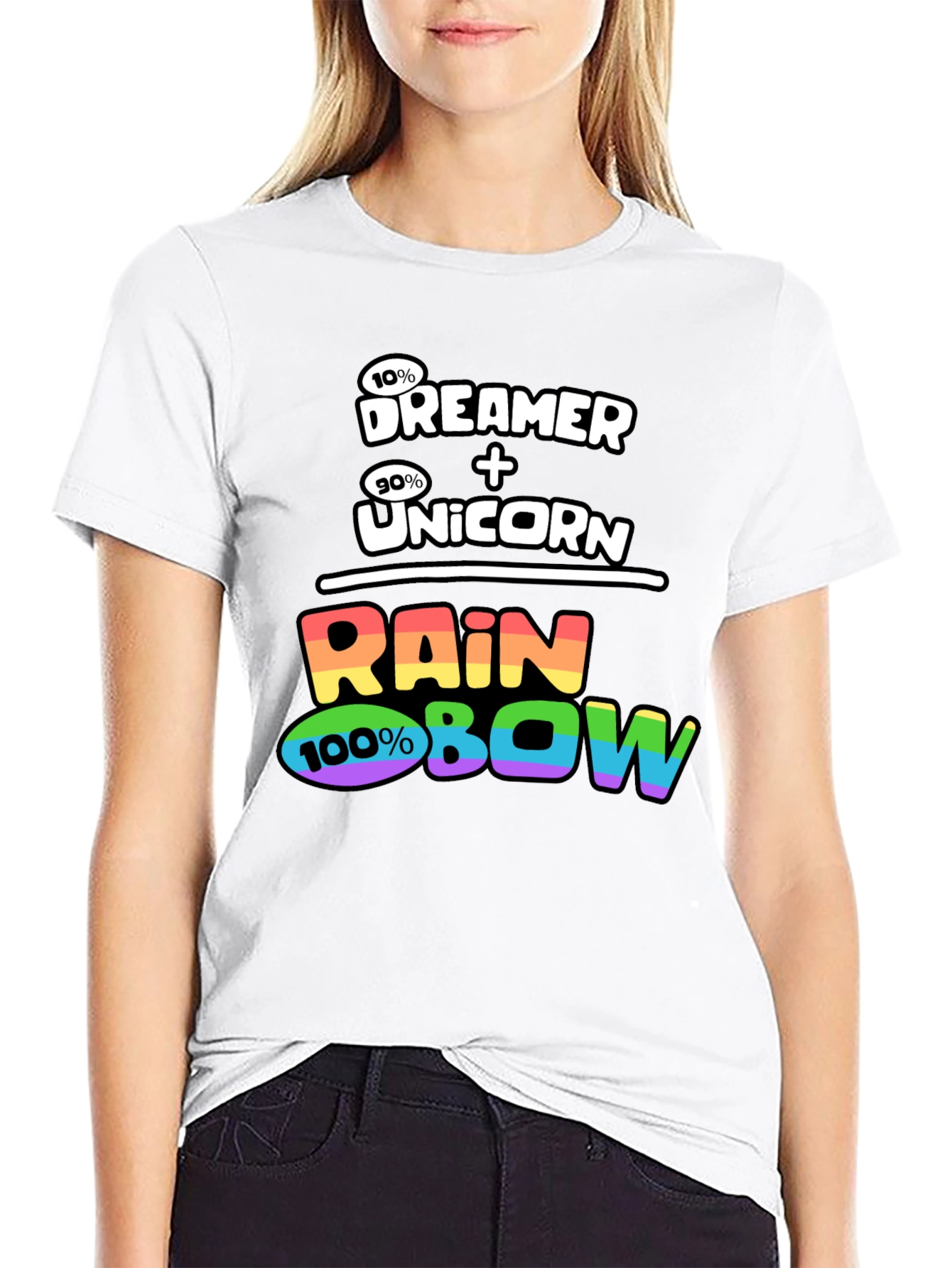 Black Dreamer Unicorn Rainbow Graphic T-Shirt view 9