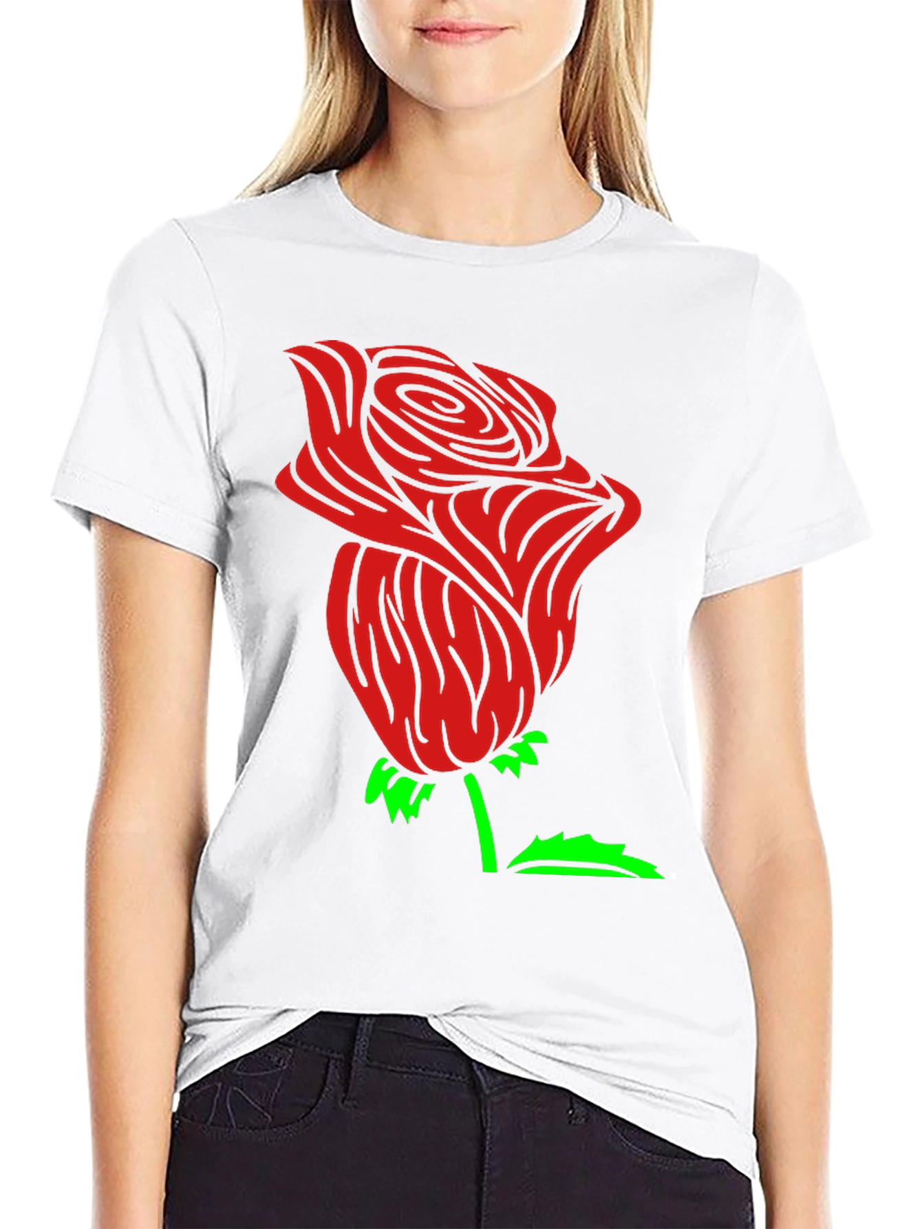 Black Red Rose Graphic Black Tee Shirt view 9