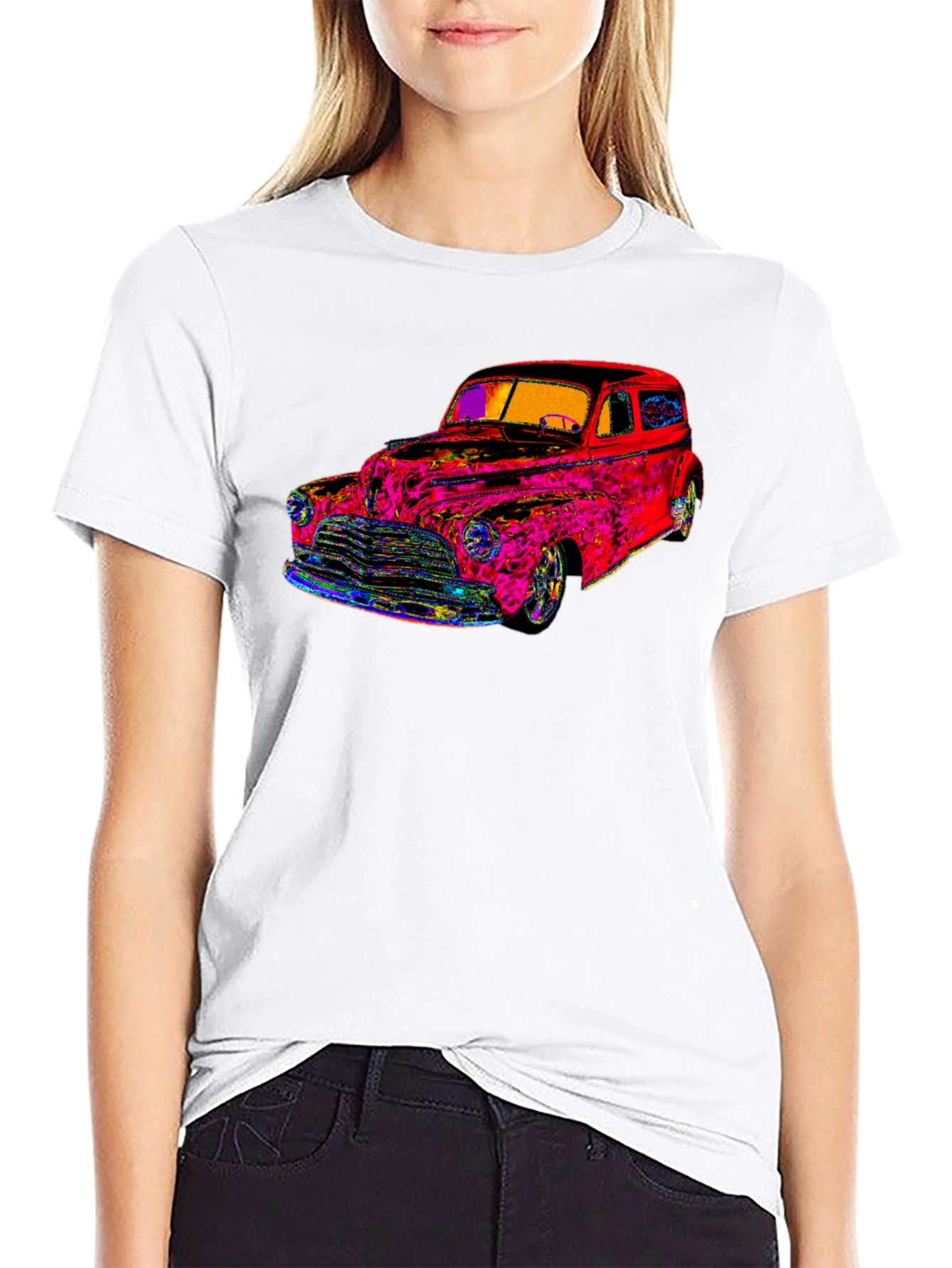 Black Vibrant Classic Car Graphic Tee - Stylish & Unique view 9
