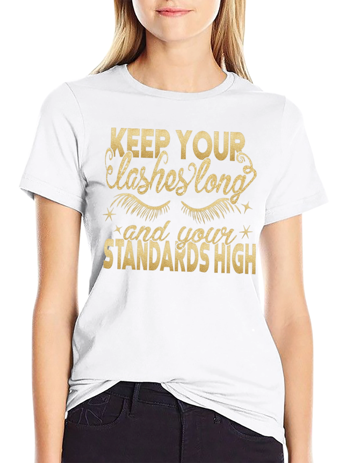 Black Keep Your Lashes Long Graphic Tee view 9