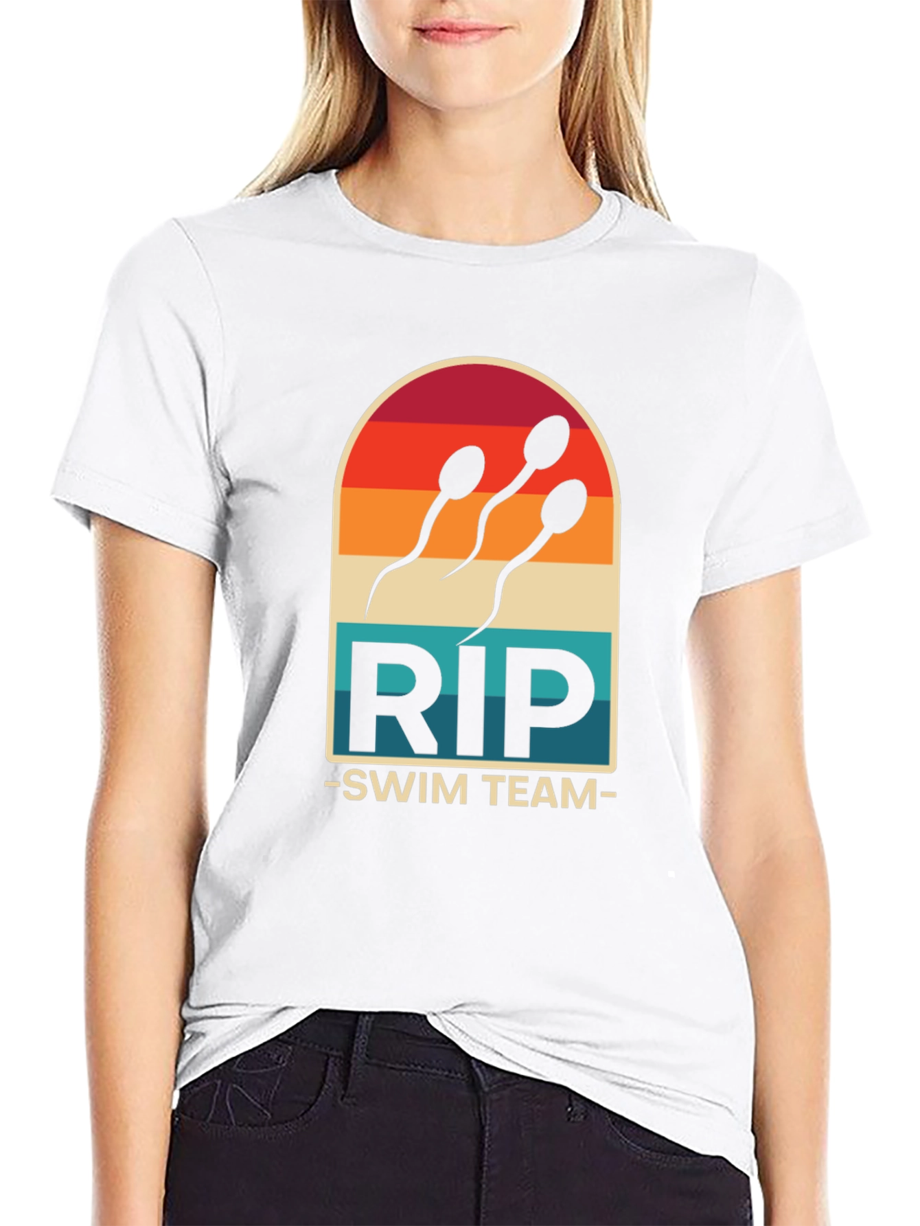Black RIP Swim Team T-Shirt - Funny Sperm Design Tee view 9