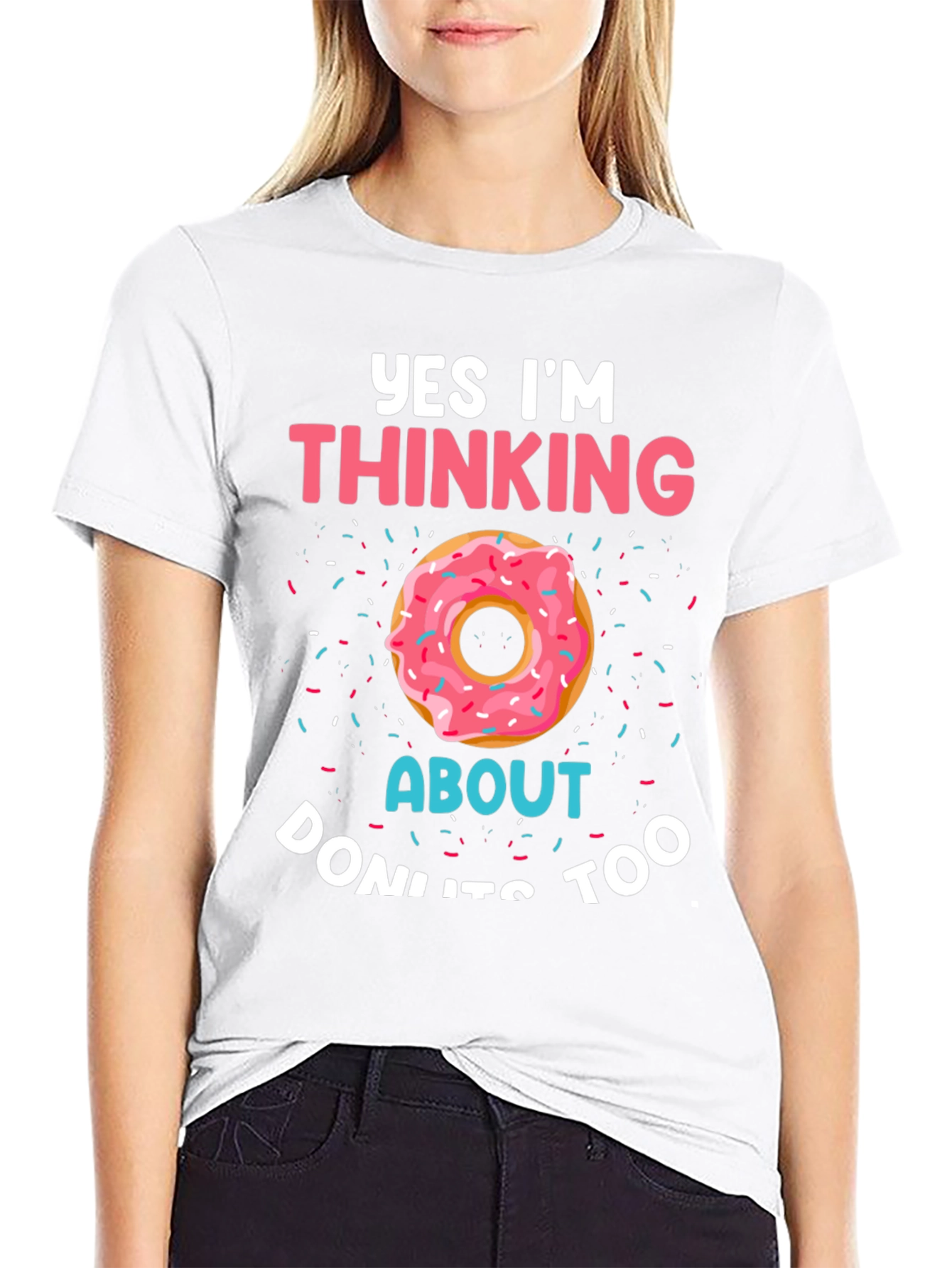 Black Yes, I'm Thinking About Donuts T-Shirt view 9
