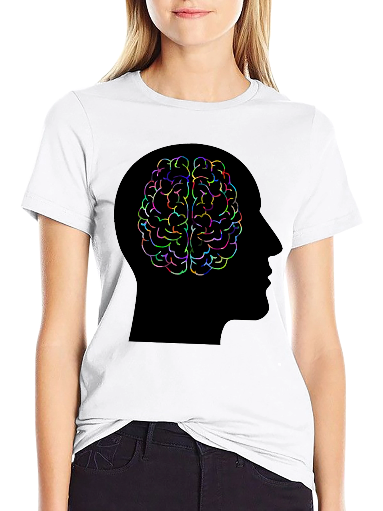 Black Brain Power T-Shirt - Colorful Mind Design view 9
