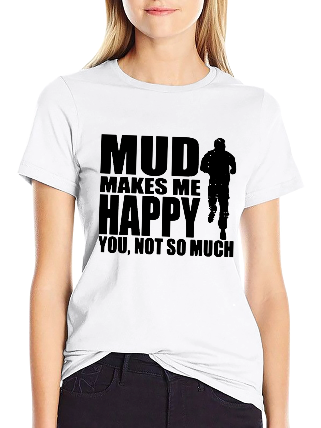 Black Mud Makes Me Happy Black Graphic T-Shirt view 9