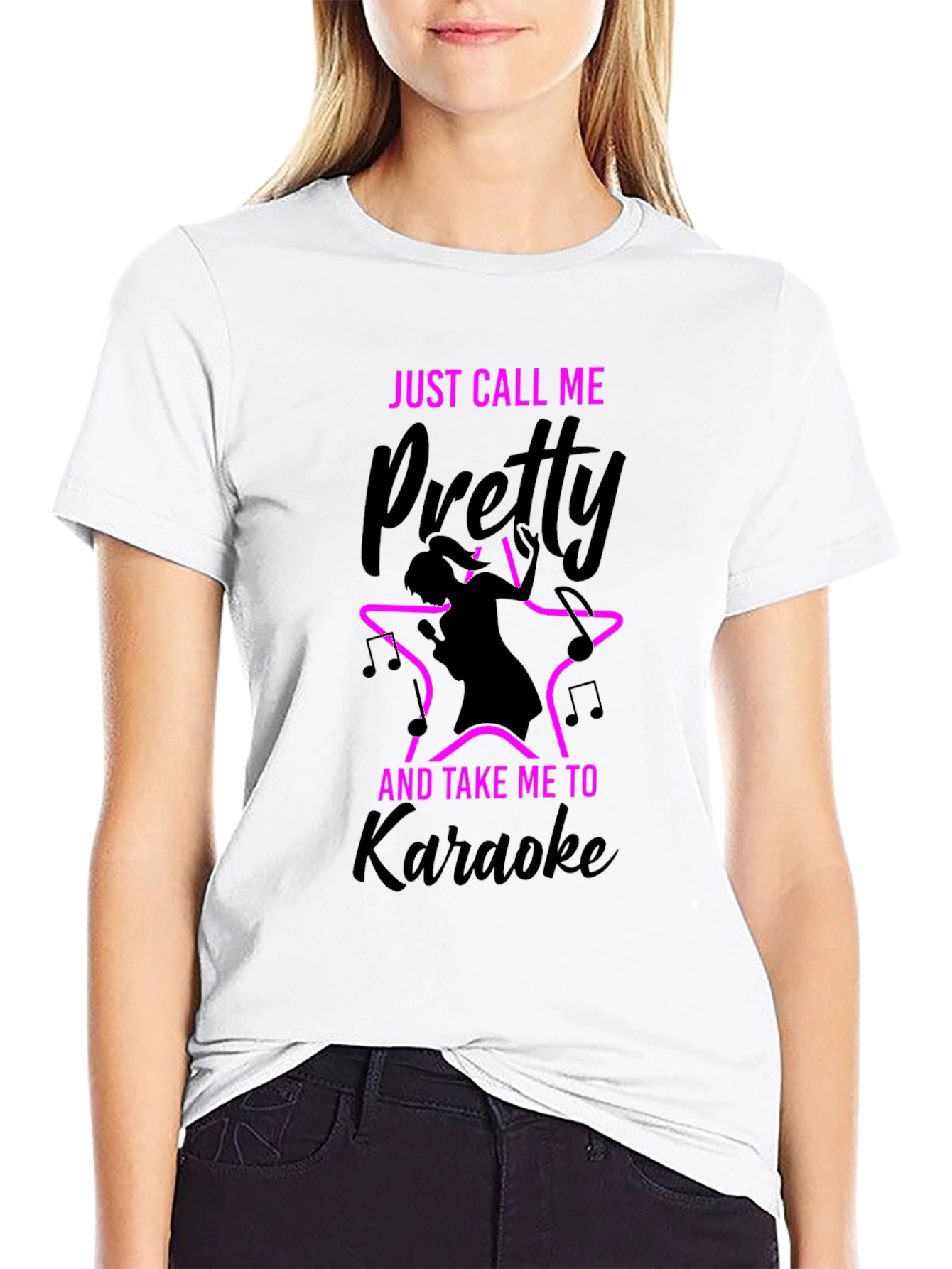 Black Just Call Me Pretty Karaoke T-Shirt view 9