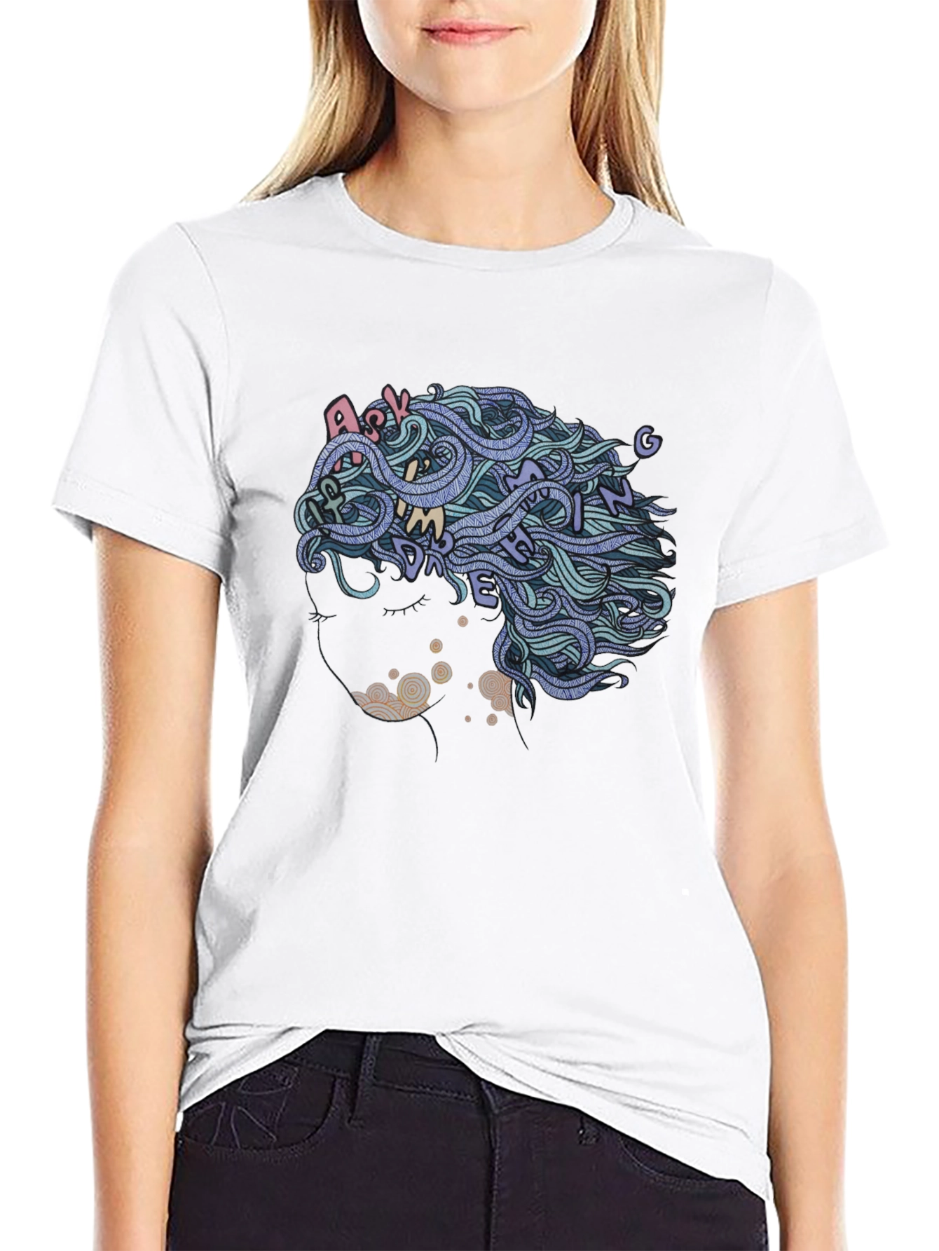 Black Abstract Hair Tee - Ask Me Anything view 9