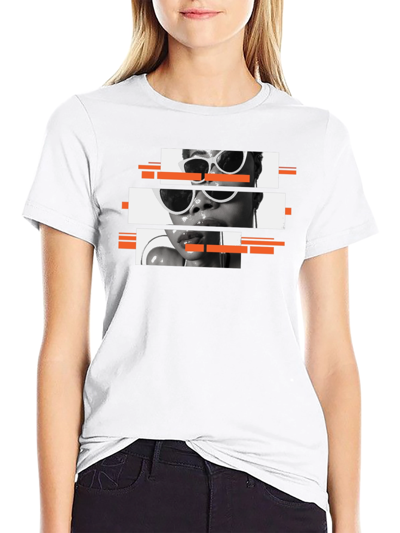 Black Modern Glitch Graphic Tee - Cool Black T-Shirt view 9