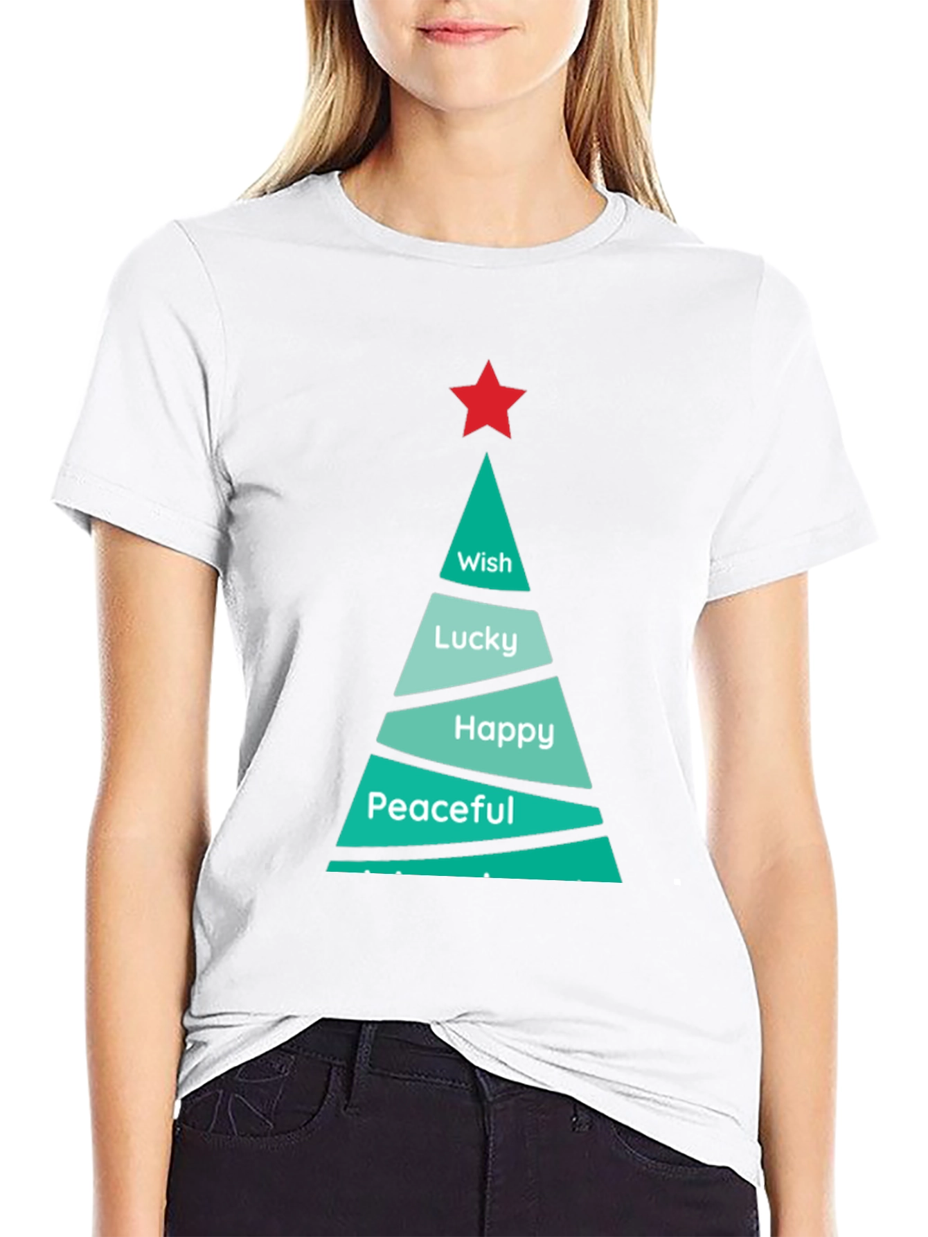 Black Festive Christmas Tree Wish T-Shirt view 9