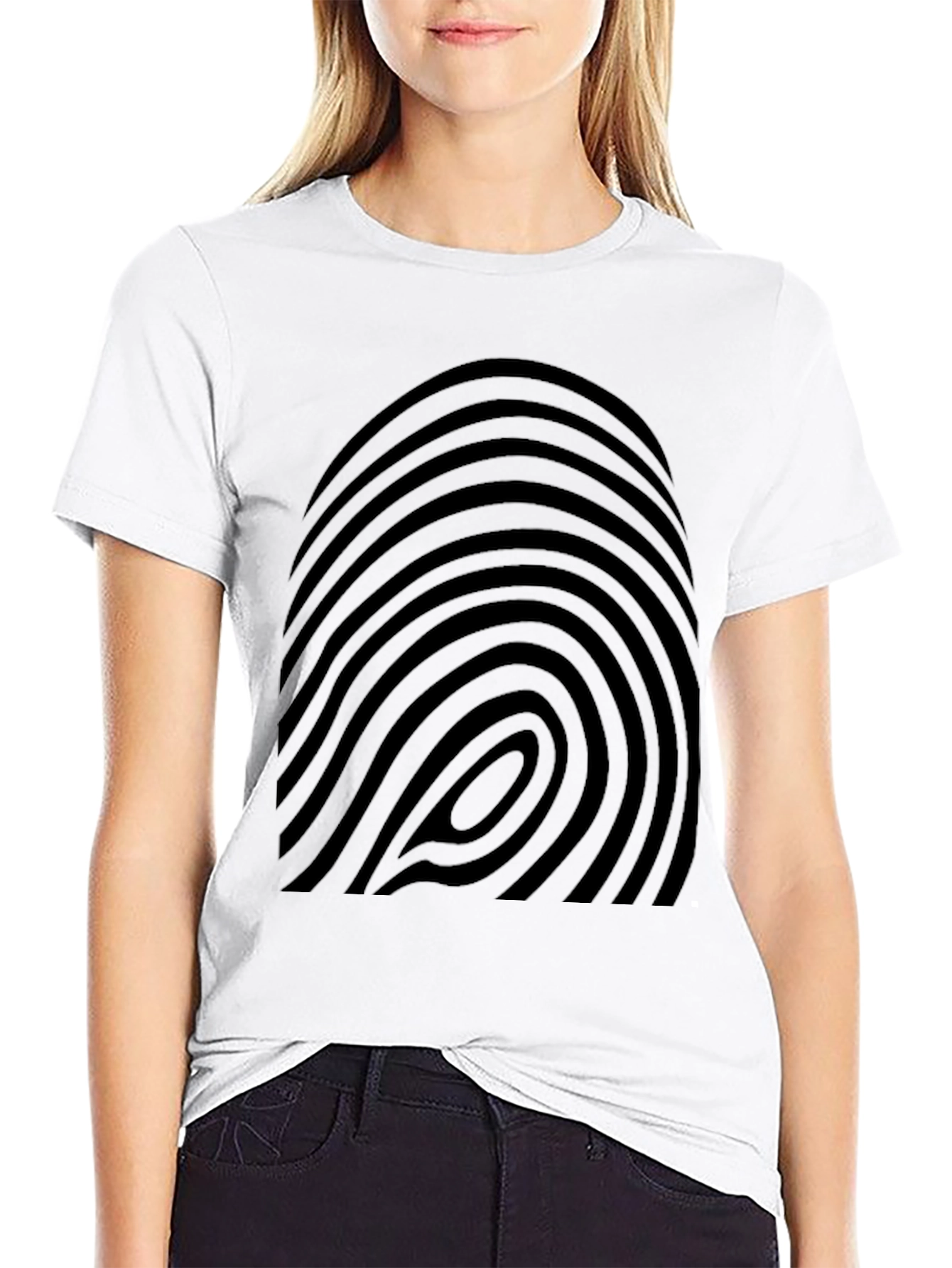 Black Fingerprint Graphic Black T-Shirt view 9
