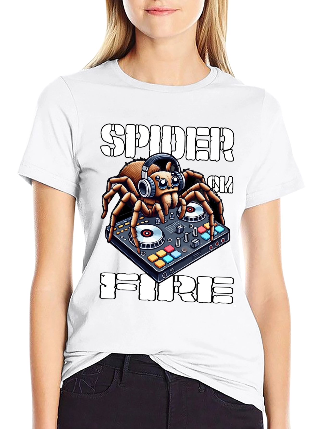 Black Spider DJ T-Shirt - Spider on Fire view 9