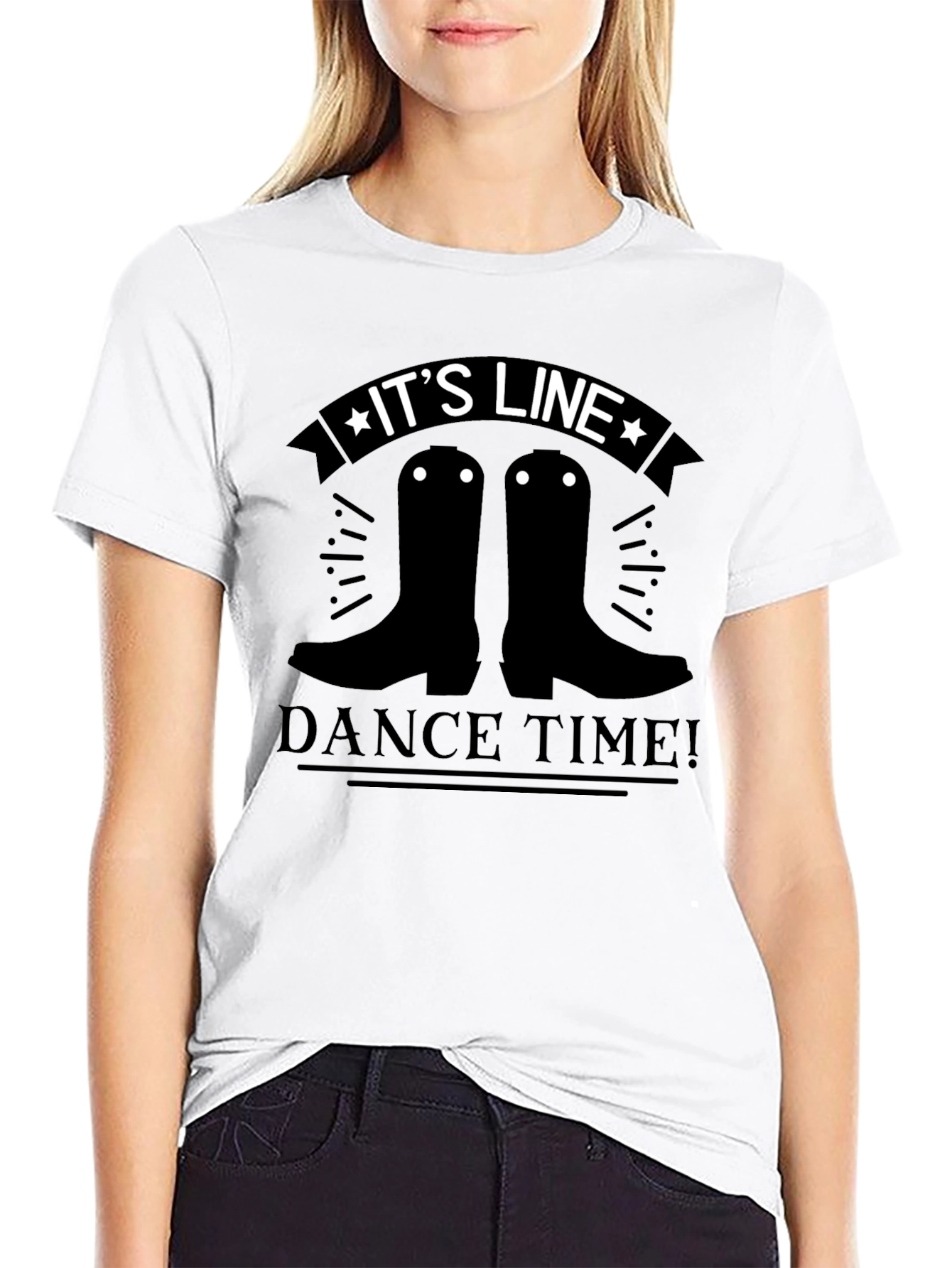 Black Line Dance Time T-Shirt - Country Western Style view 9